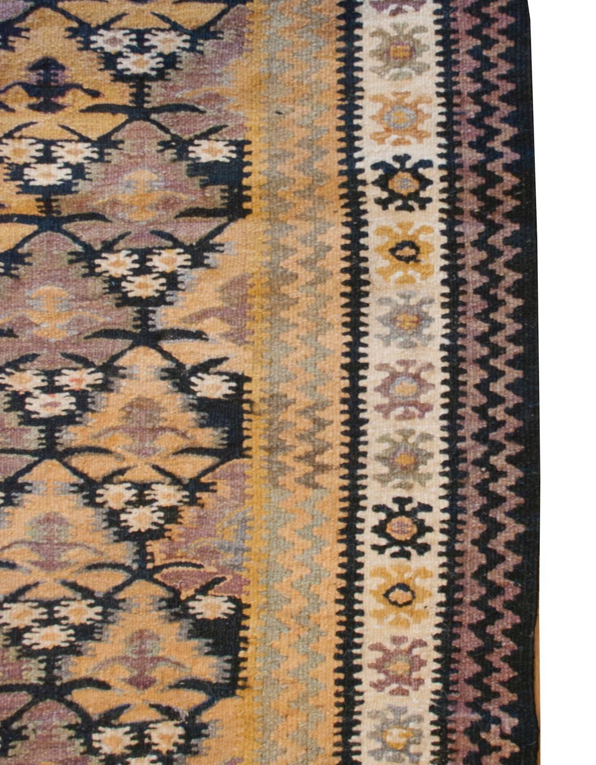 Vegetable Dyed Beautiful Early 20th Century Qazvin Kilim For Sale