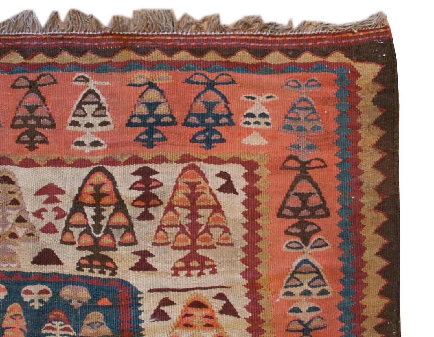 Asian Exquisite Early 20th Century Kurdish Kilim Runner