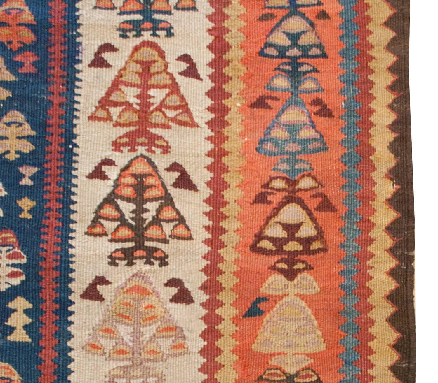 Exquisite Early 20th Century Kurdish Kilim Runner In Good Condition In Chicago, IL