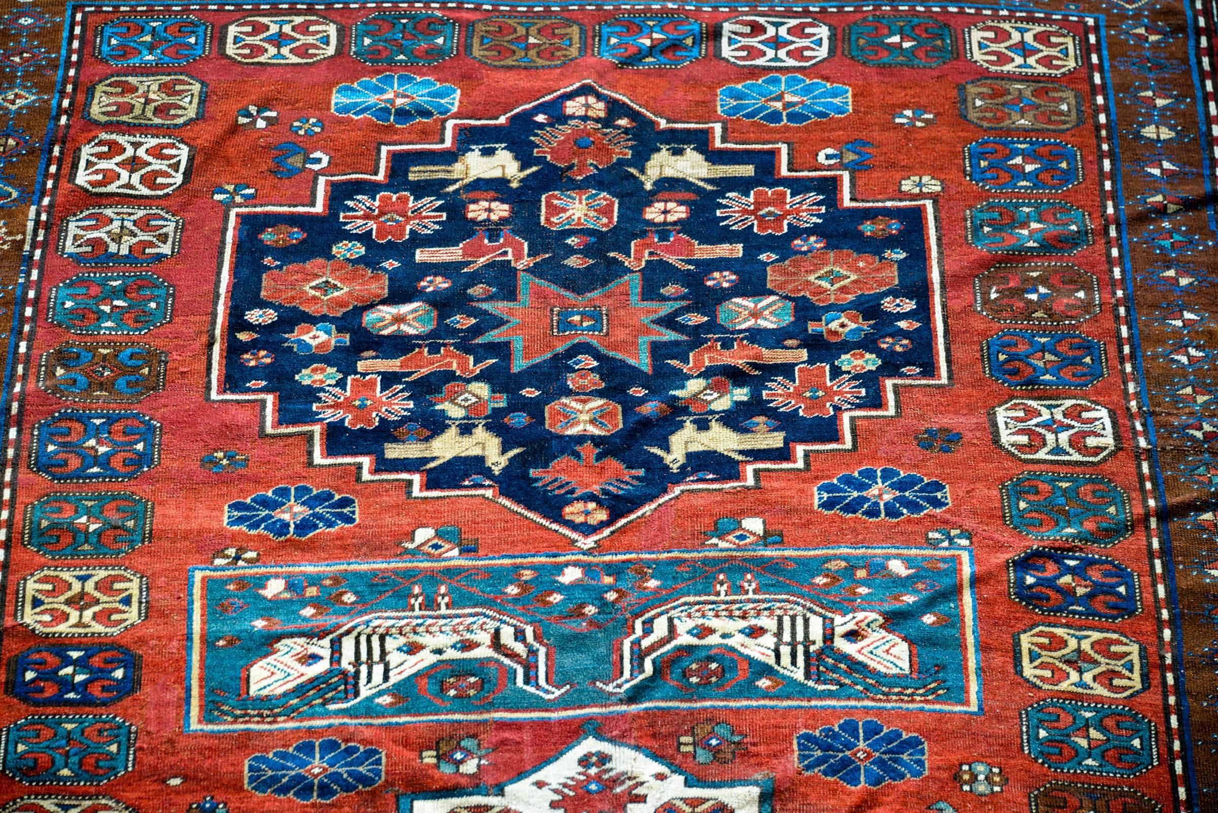 Vegetable Dyed Extraordinary Early 20th Century Caucasian Rug