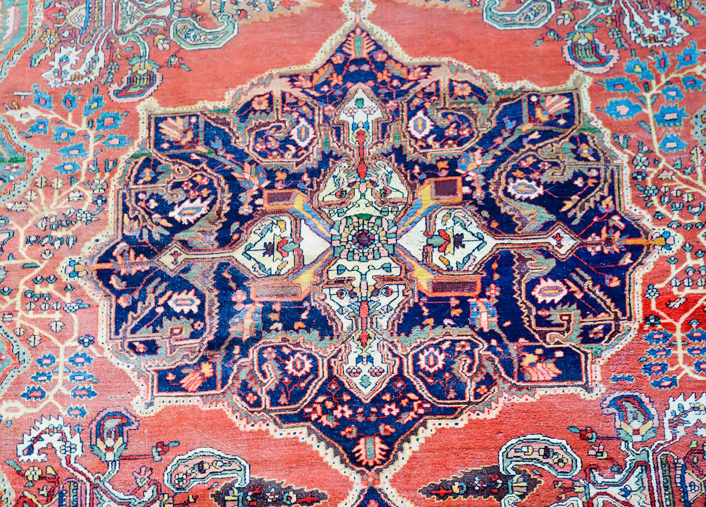 Incredible 19th Century Sarouk Farahan Rug In Good Condition For Sale In Chicago, IL