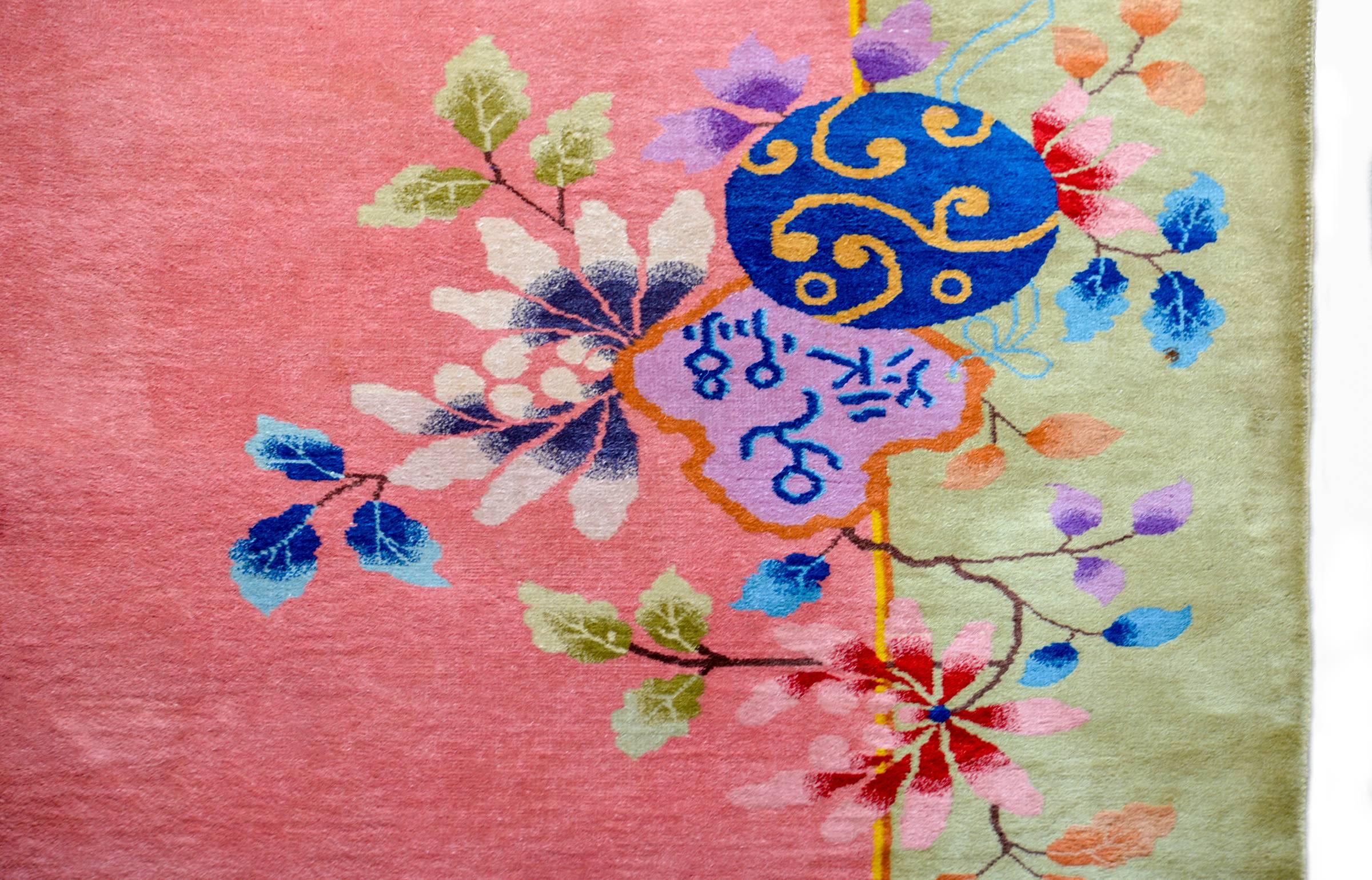 Vegetable Dyed Brilliant Chinese Art Deco Rug