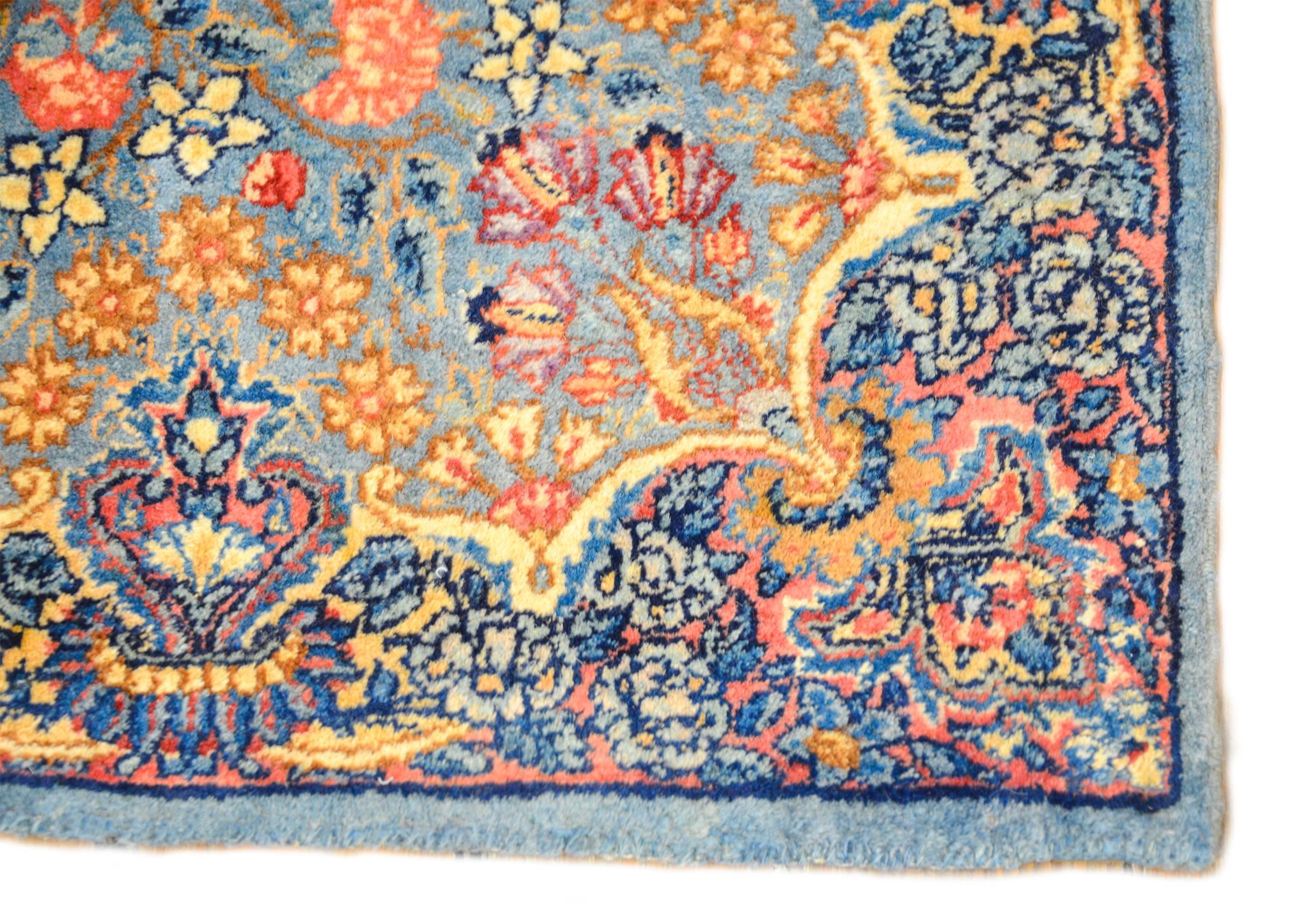 Vegetable Dyed Petite Early 20th Century Kirman Mat Rug For Sale