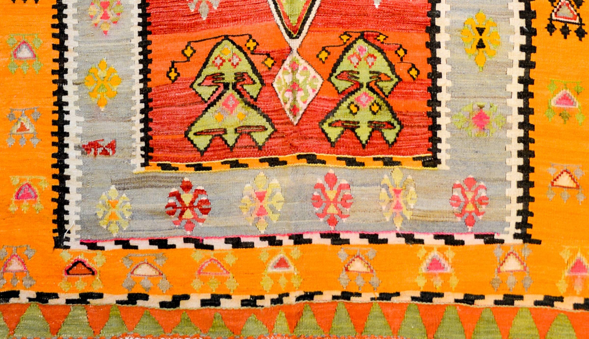 Vegetable Dyed Early 20th Century Turkish Kilim Rug For Sale