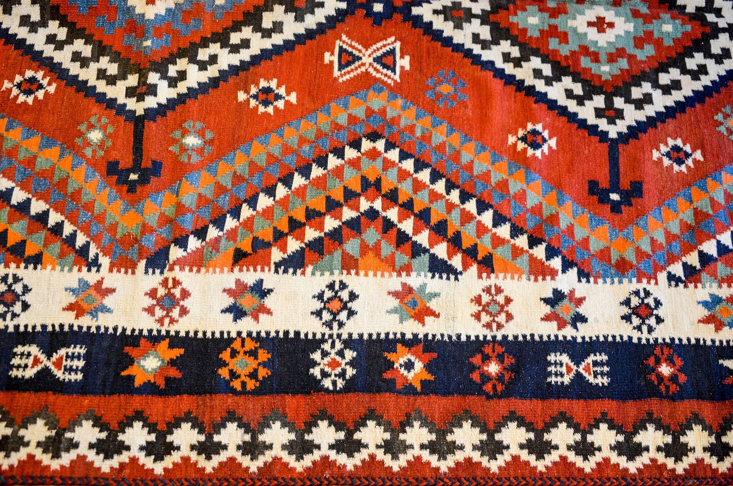 Persian Mid-20th Century Harsin Kilim Rug For Sale