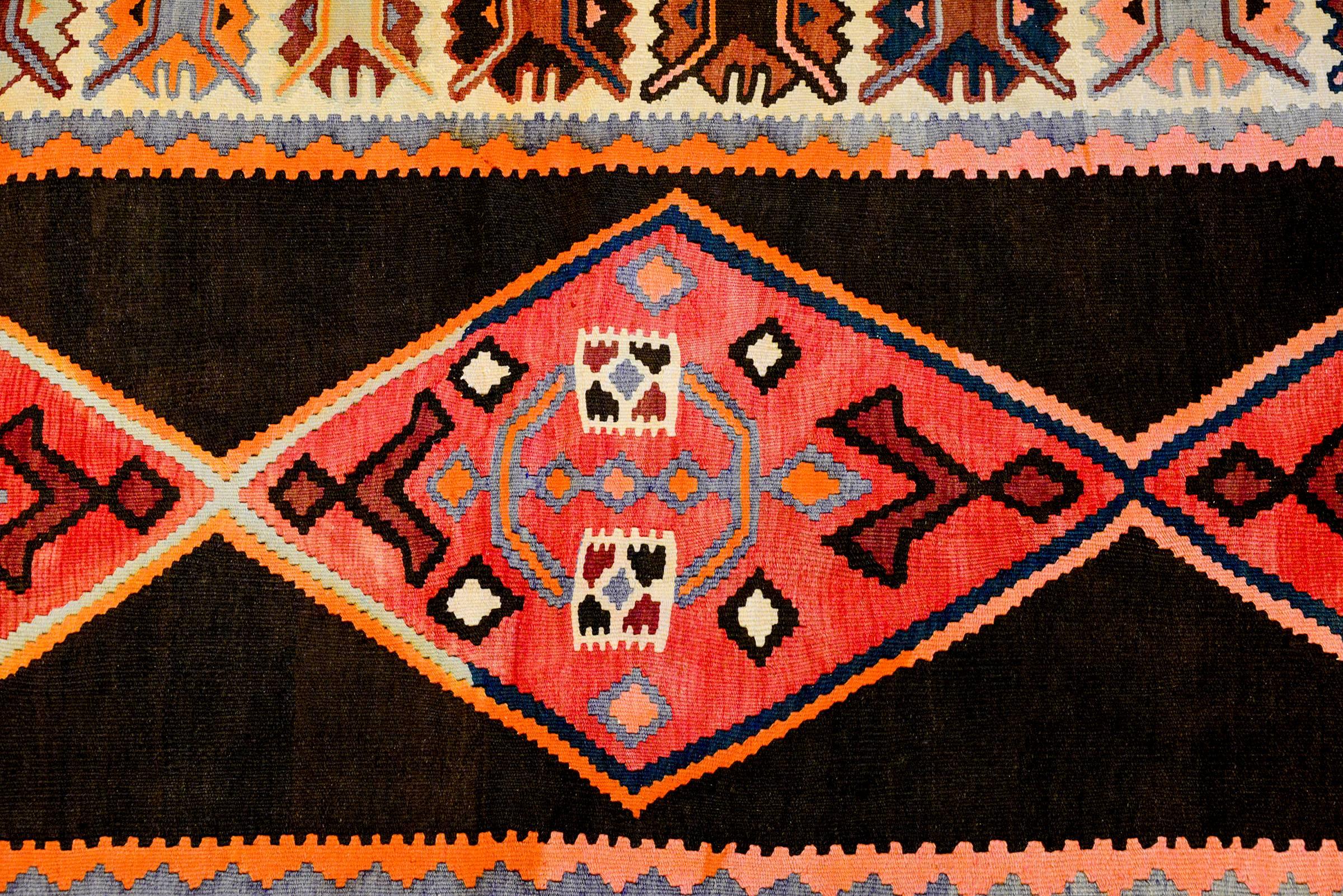 Vegetable Dyed  20th Century Veramin Kilim Runner For Sale