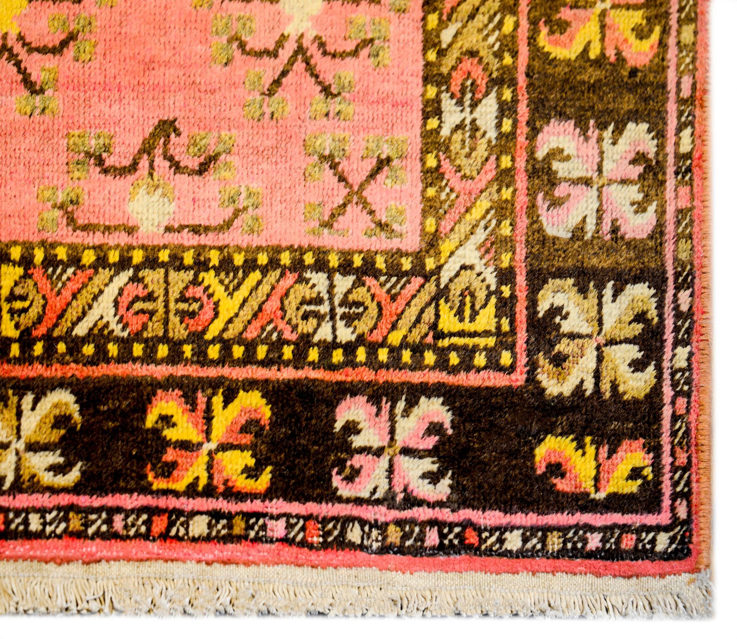 Vegetable Dyed Unusual Mid 20th Century Khotan Rug For Sale