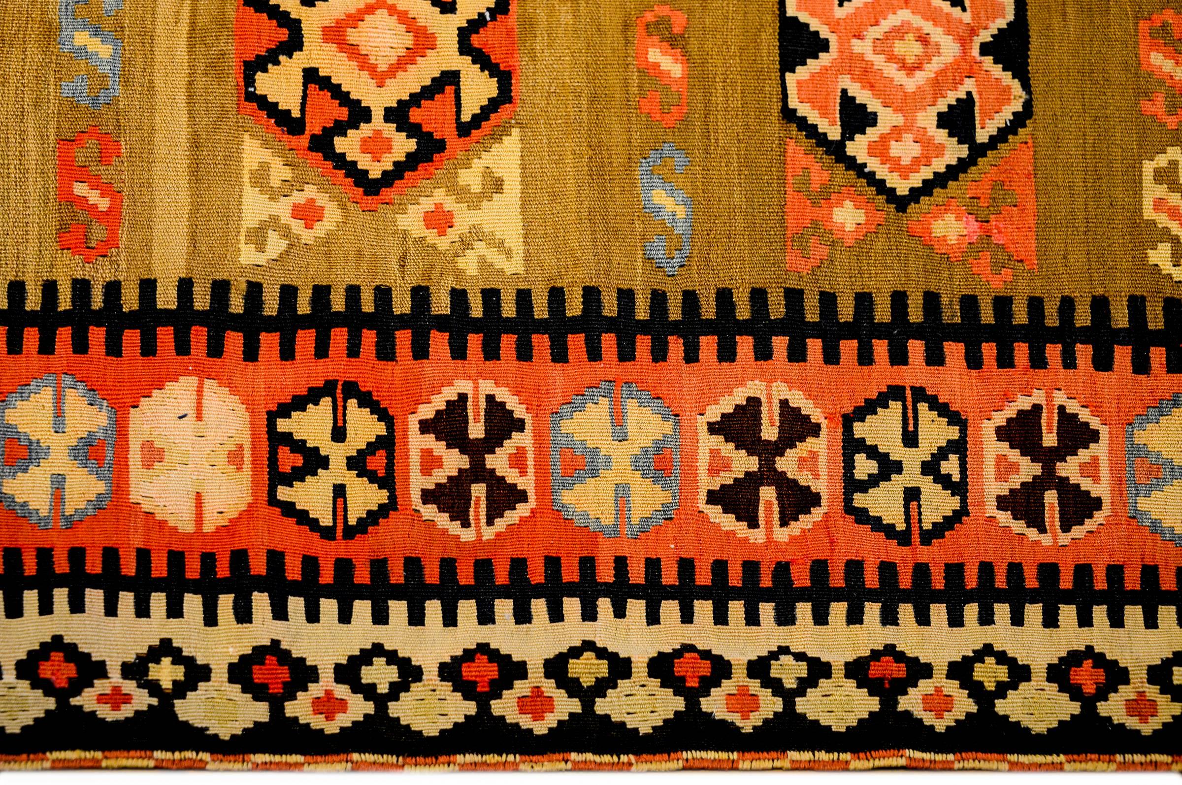 Vegetable Dyed Incredible Mid-20th Century Zarand Kilim Runner For Sale