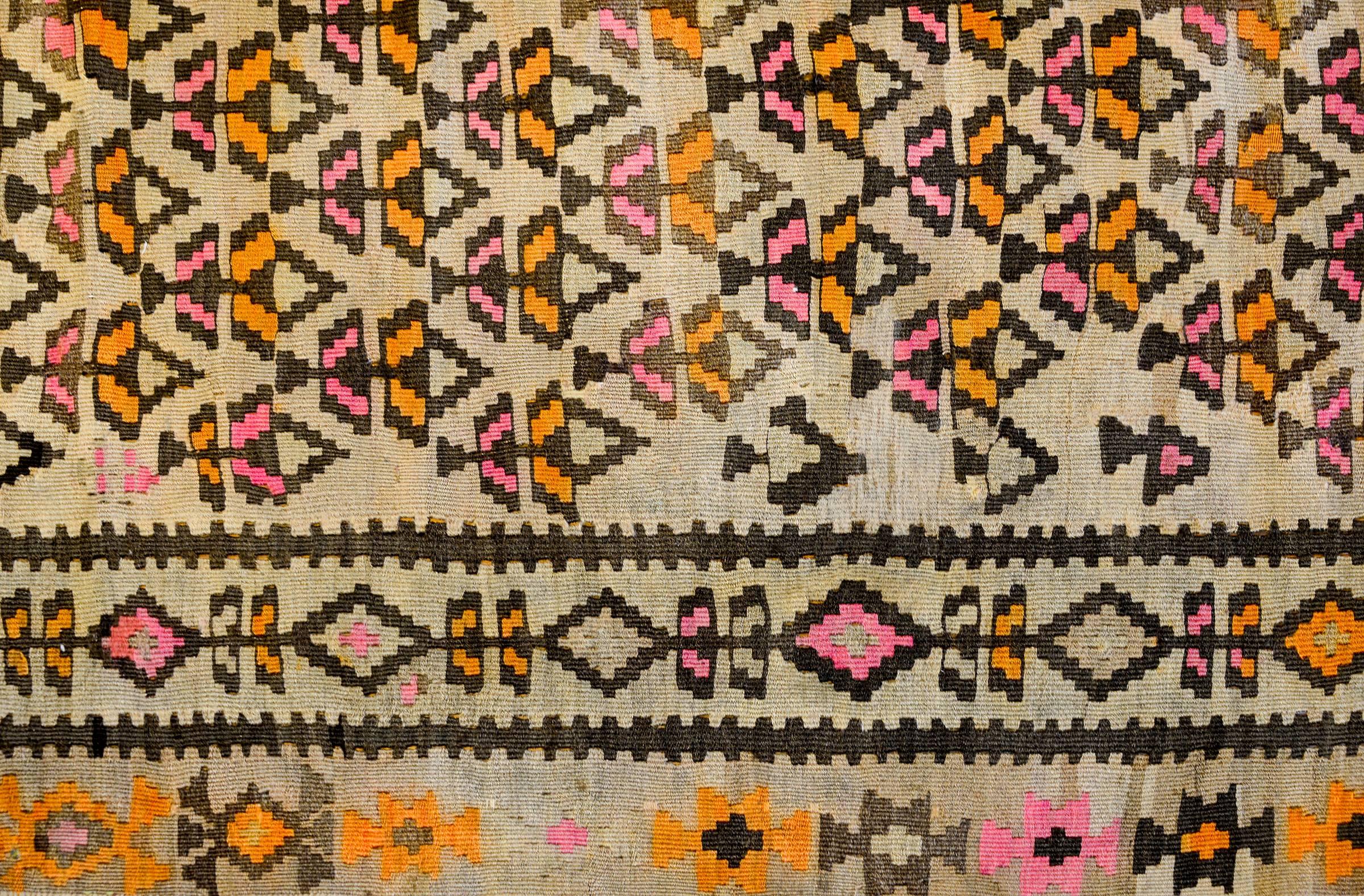 Vegetable Dyed Exceptional Early 20th Century Qazvin Kilim Runner For Sale