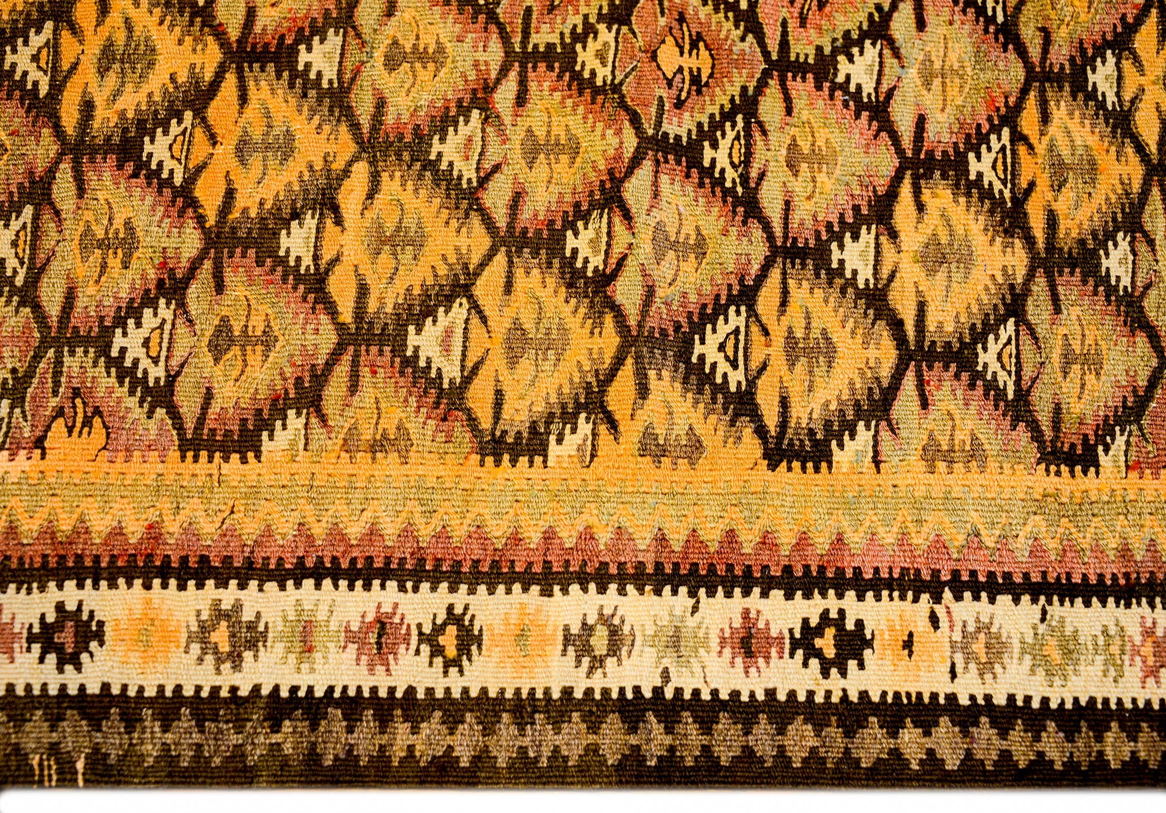 Vegetable Dyed Classic Early 20th Century Qazvin Kilim Runner For Sale