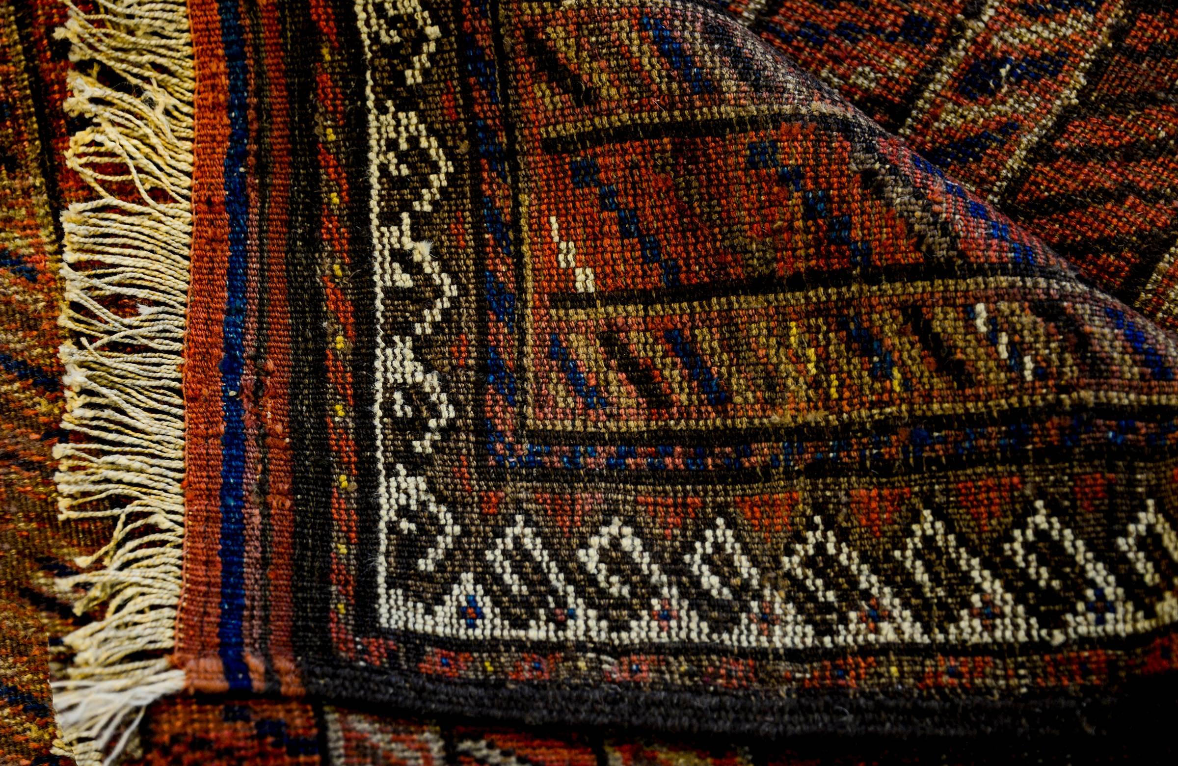 Vegetable Dyed Stunning 1900s Baluch Rug For Sale