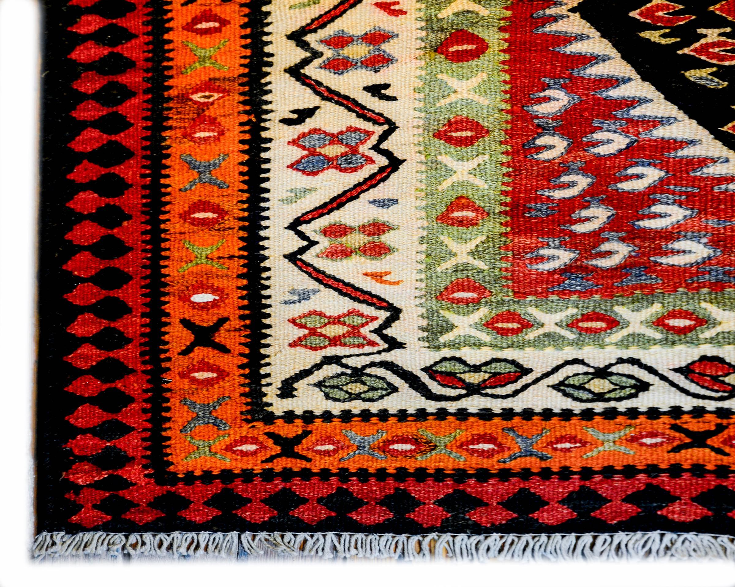 Vegetable Dyed Wonderful Mid-20th Century Kurdish Kilim Runner For Sale