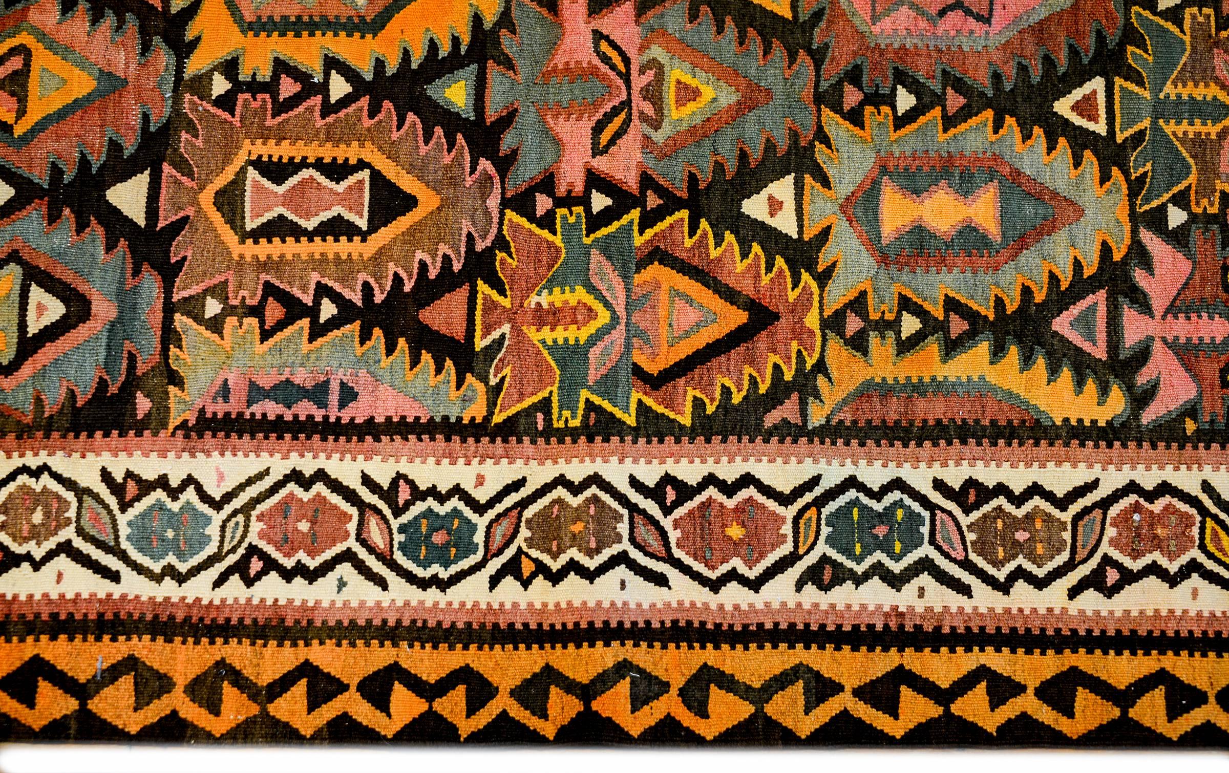 Vegetable Dyed Beautiful Early 20th Century Qazvin Kilim Rug