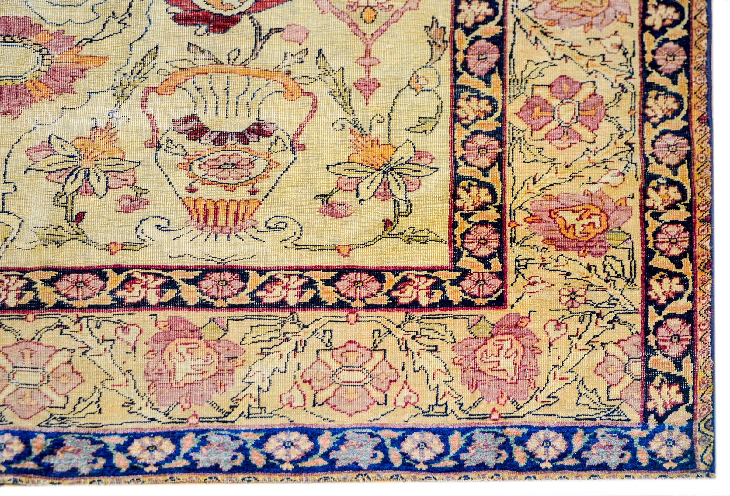 Vegetable Dyed Exceptional Late 19th Century Lavar Kirman Rug For Sale
