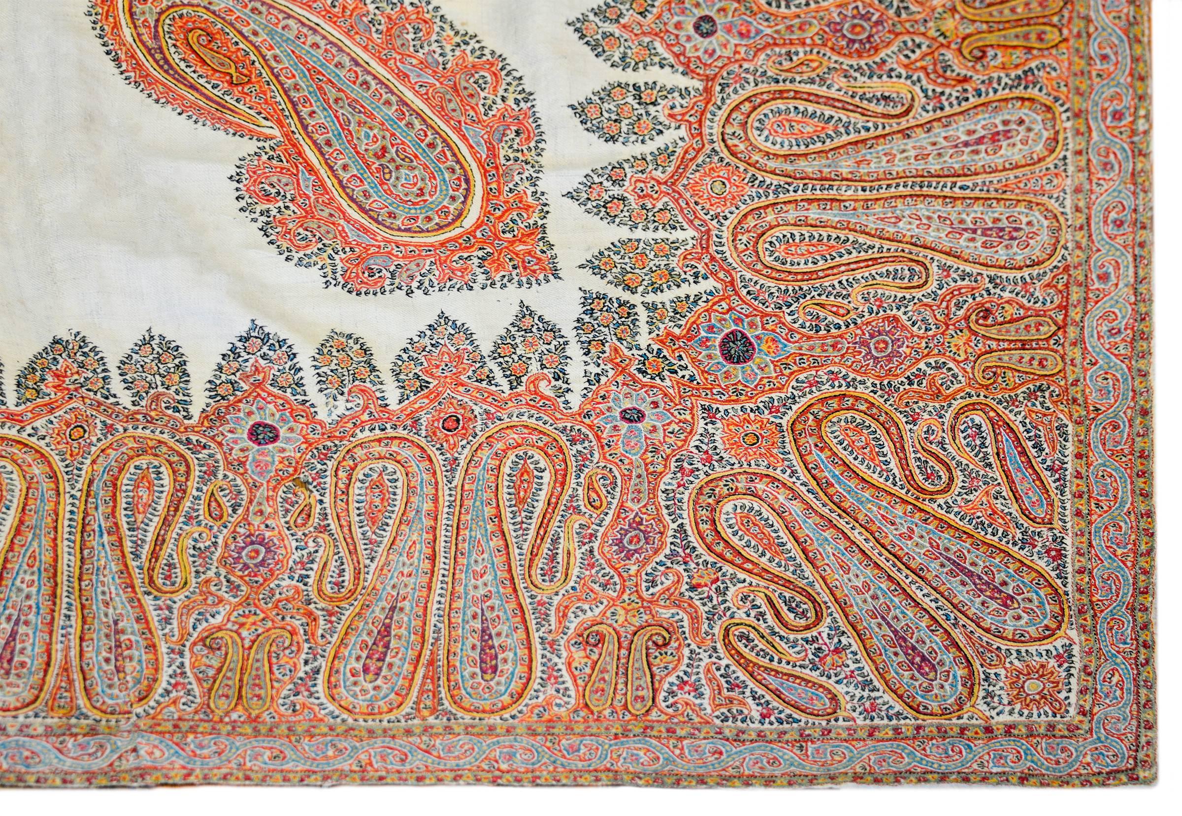 Incredible Early 20th Century Kirman Suzani Textile In Good Condition For Sale In Chicago, IL
