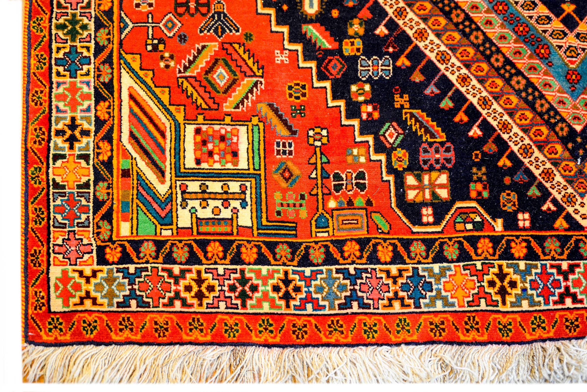 Kazak Brilliant Mid-20th Century Shiraz Rug For Sale