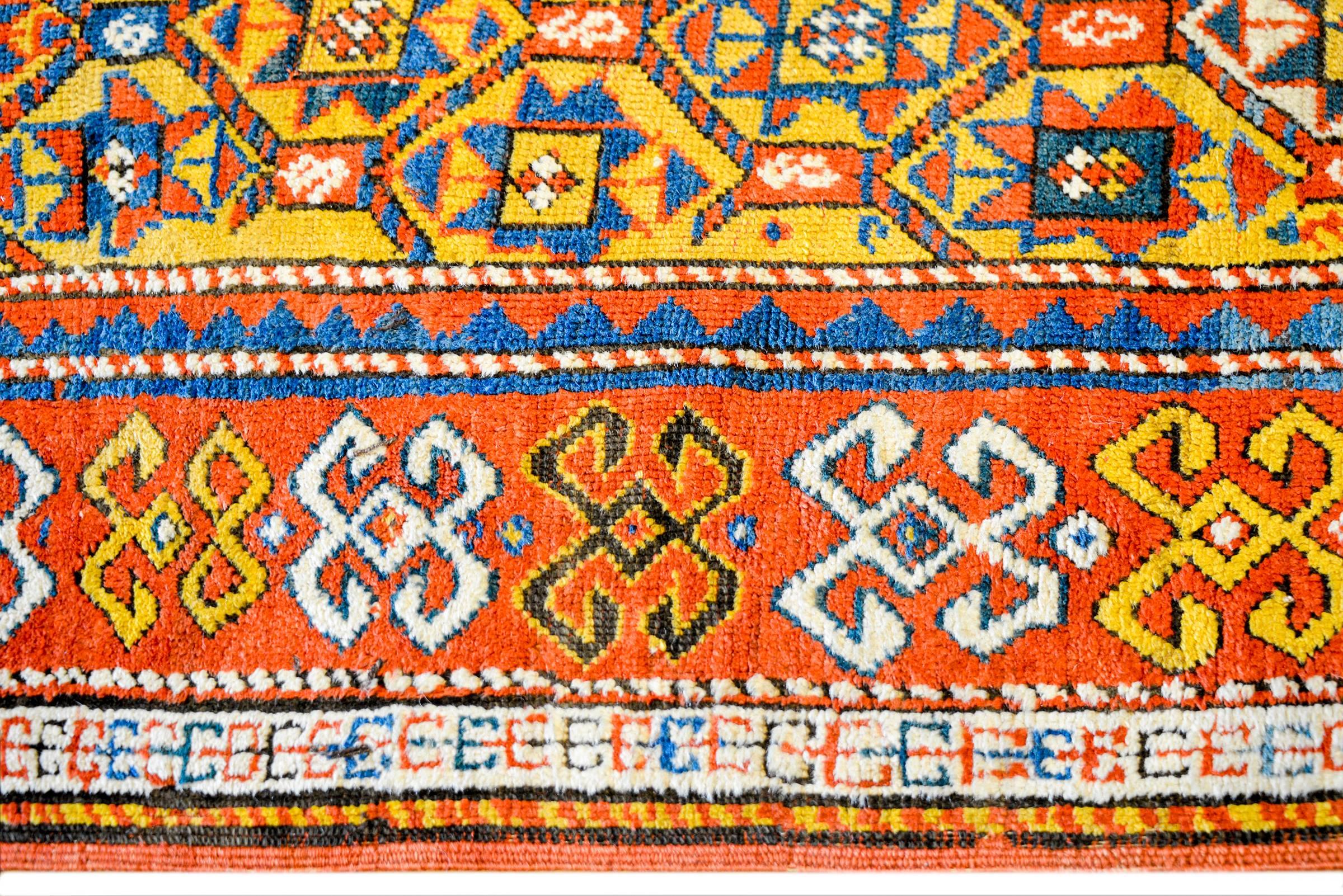 Vegetable Dyed Fantastic Late 19th Century Kazak Rug For Sale