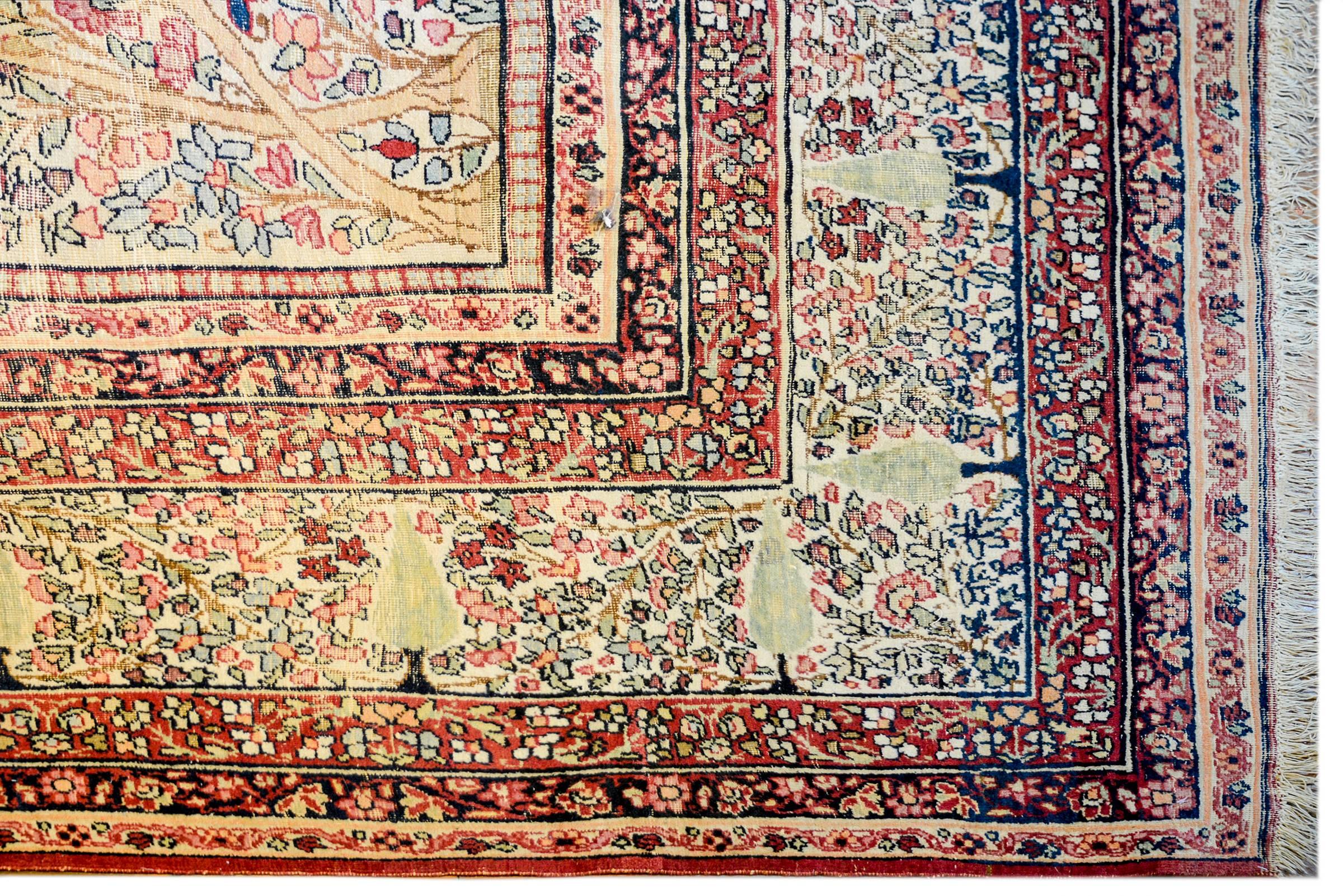 Vegetable Dyed Incredible Early 20th Century Lavar Kirman Rug For Sale