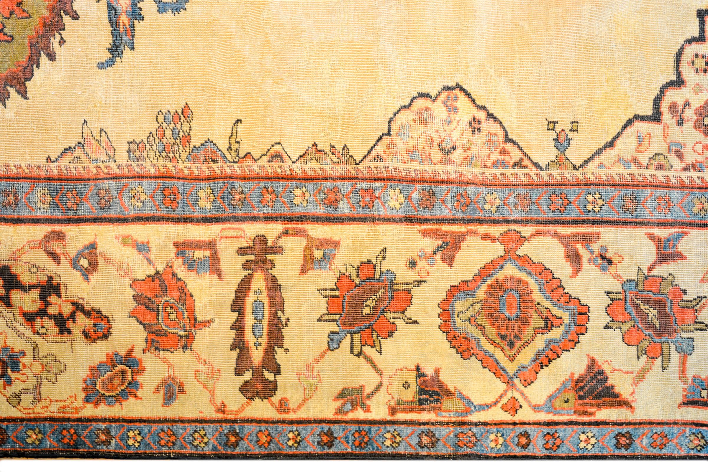 Vegetable Dyed Unbelievable 19th Century Ziegler Sultanabad Rug