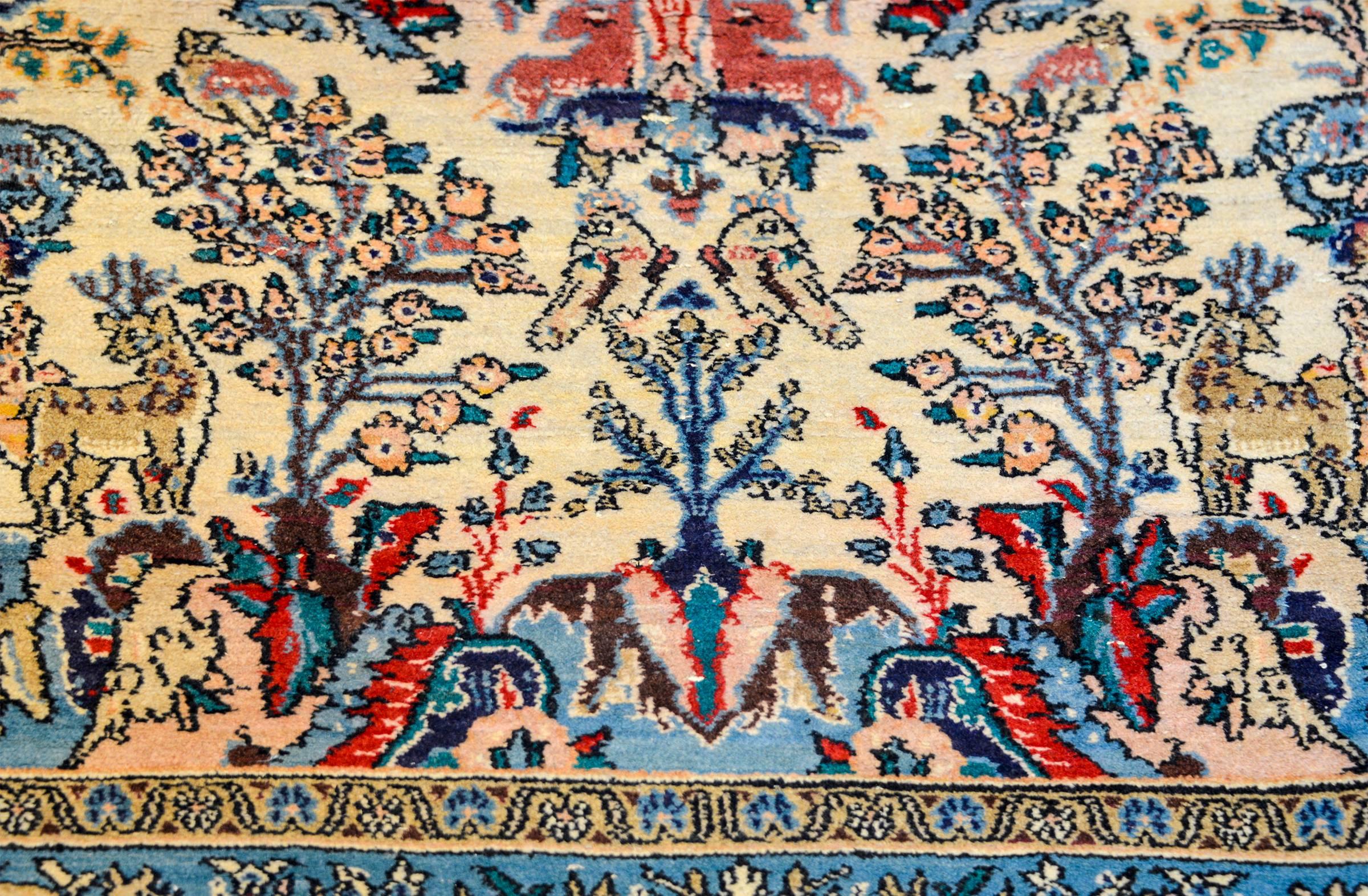 Persian Whimsical 1960s Qum Rug For Sale