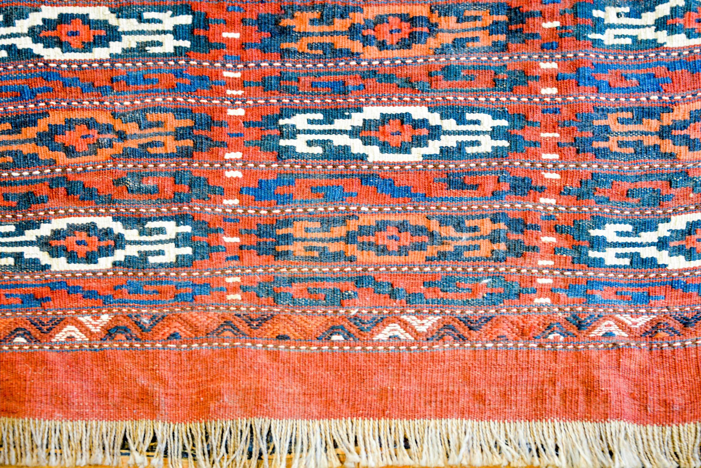 Turkmen Early 20th Century Sumak Bag Face Rug