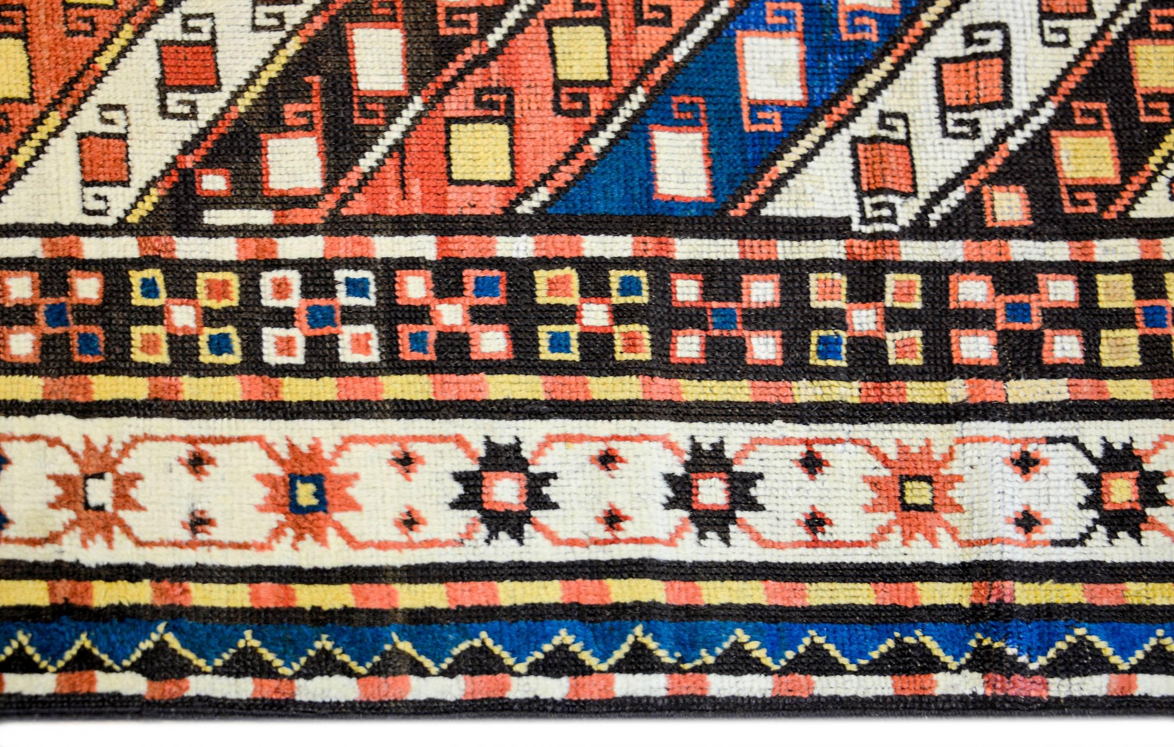 Kazakh Fantastique tapis kazakh de la fin du 19e siècle en vente