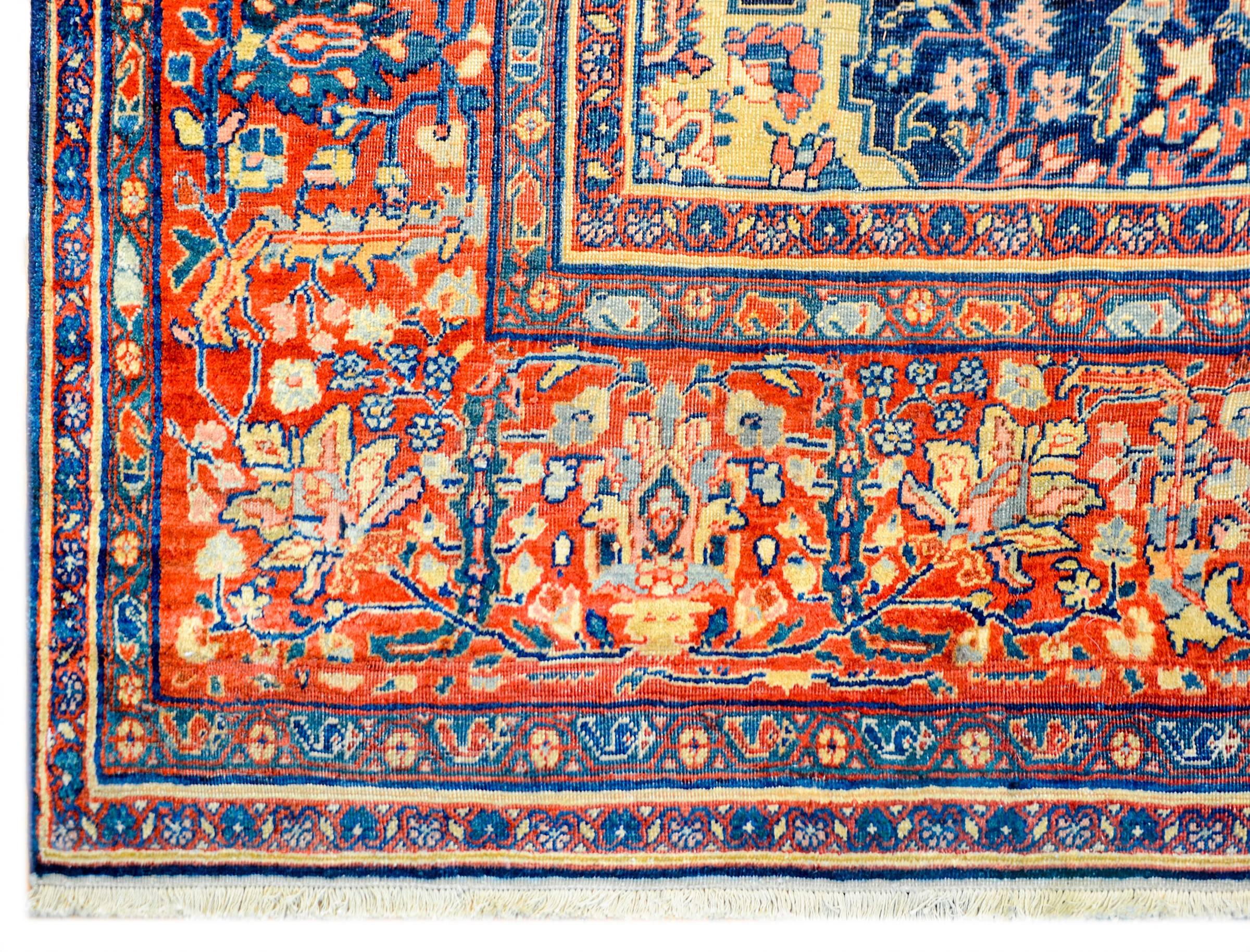 Wool Unbelievable Late 19th Century Sarouk Farahan Rug For Sale