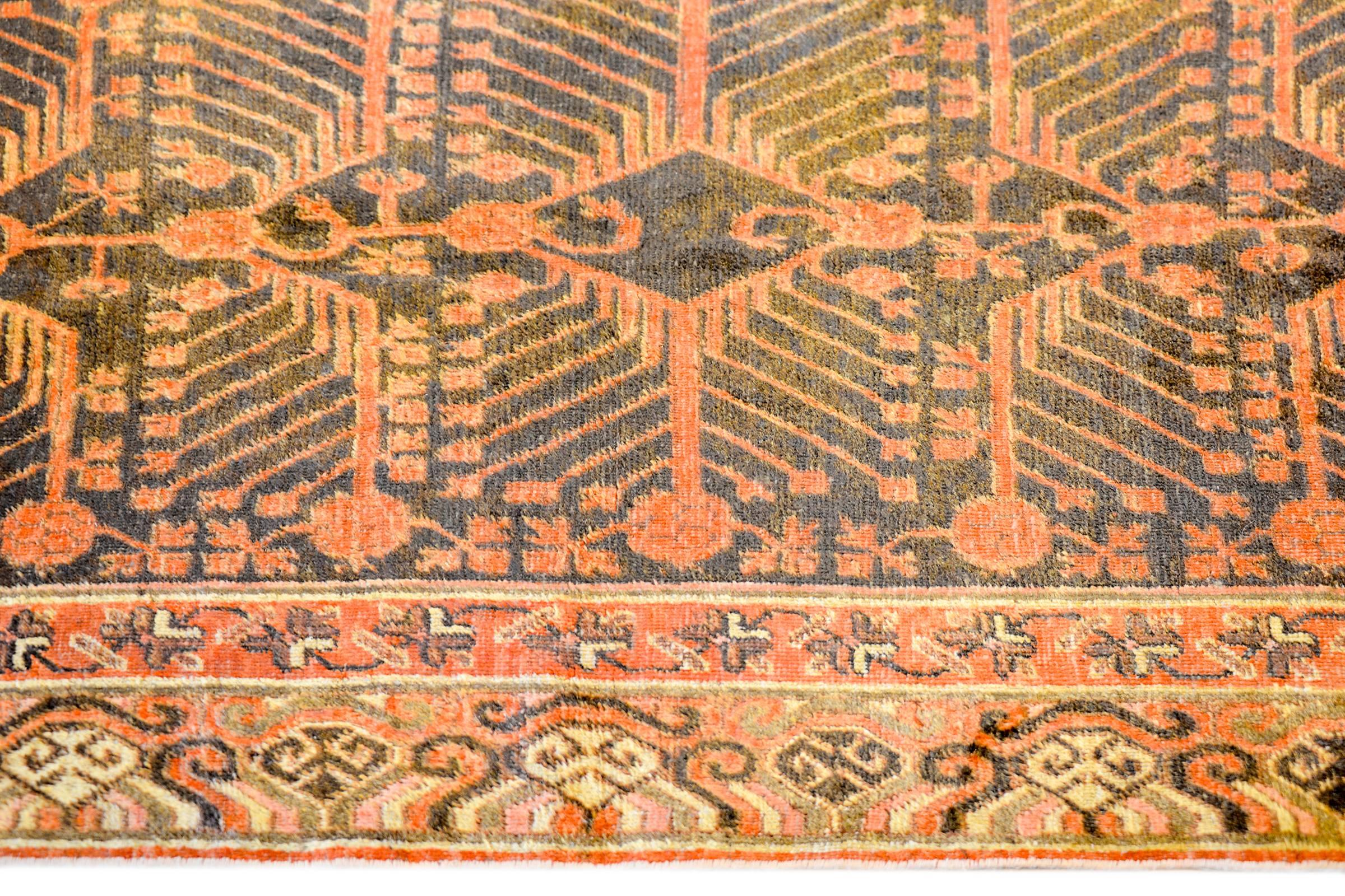 Central Asian Incredible 1940s Khotan Rug For Sale