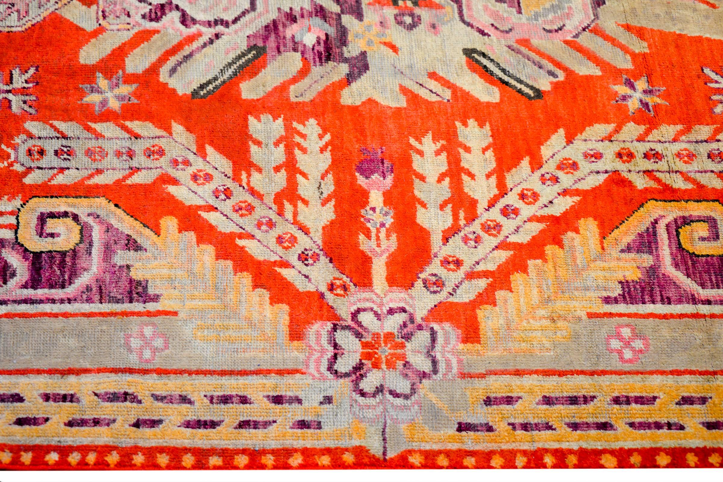 Ungewöhnlicher Samarghand-Teppich aus dem frühen 20. Jahrhundert (Khotan)