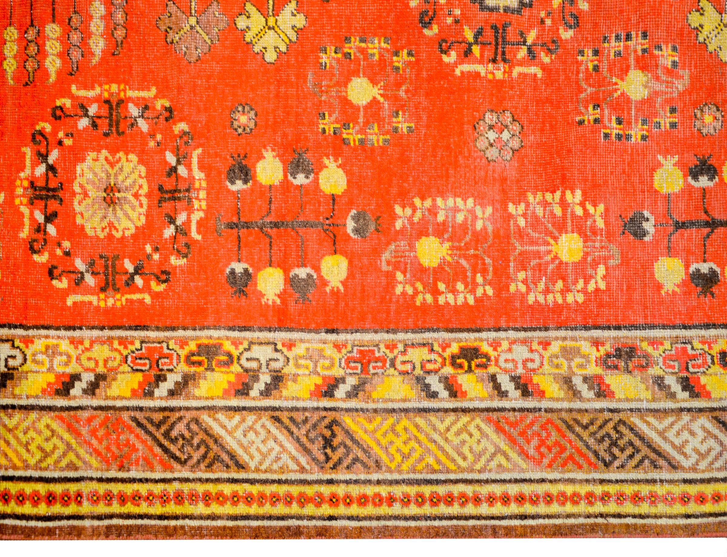 Vegetable Dyed Beautiful Early 20th Century Khotan Rug For Sale