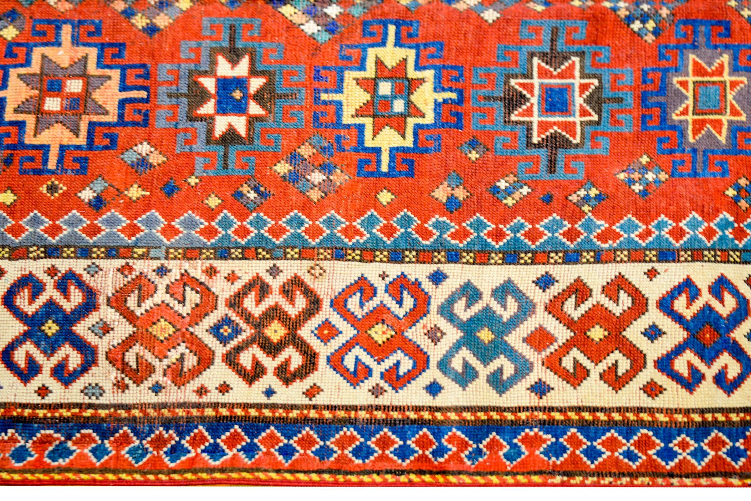 Central Asian Outstanding Early 20th Century Lambalo, Caucasus Kazak Rug For Sale