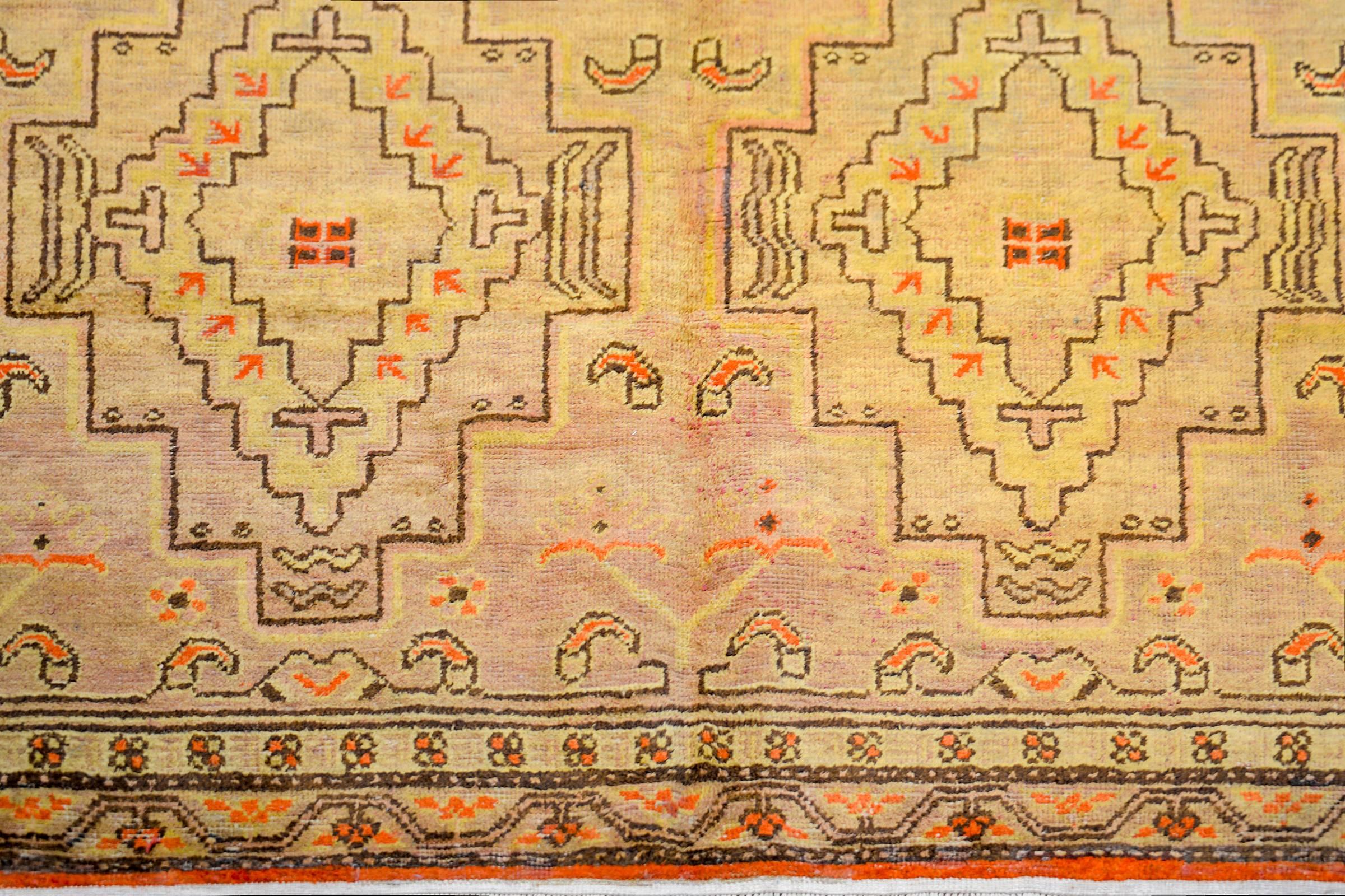 Vegetable Dyed Unusual Early 20th Century Khotan Rug For Sale