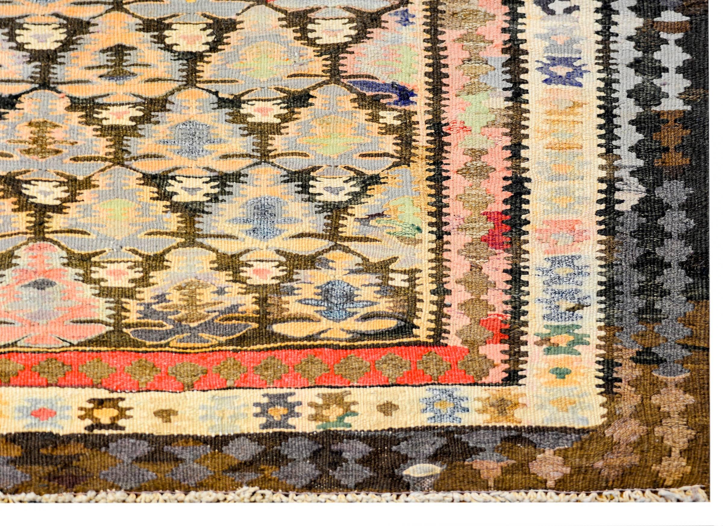 Persian Early 20th Century Qazvin Kilim Runner