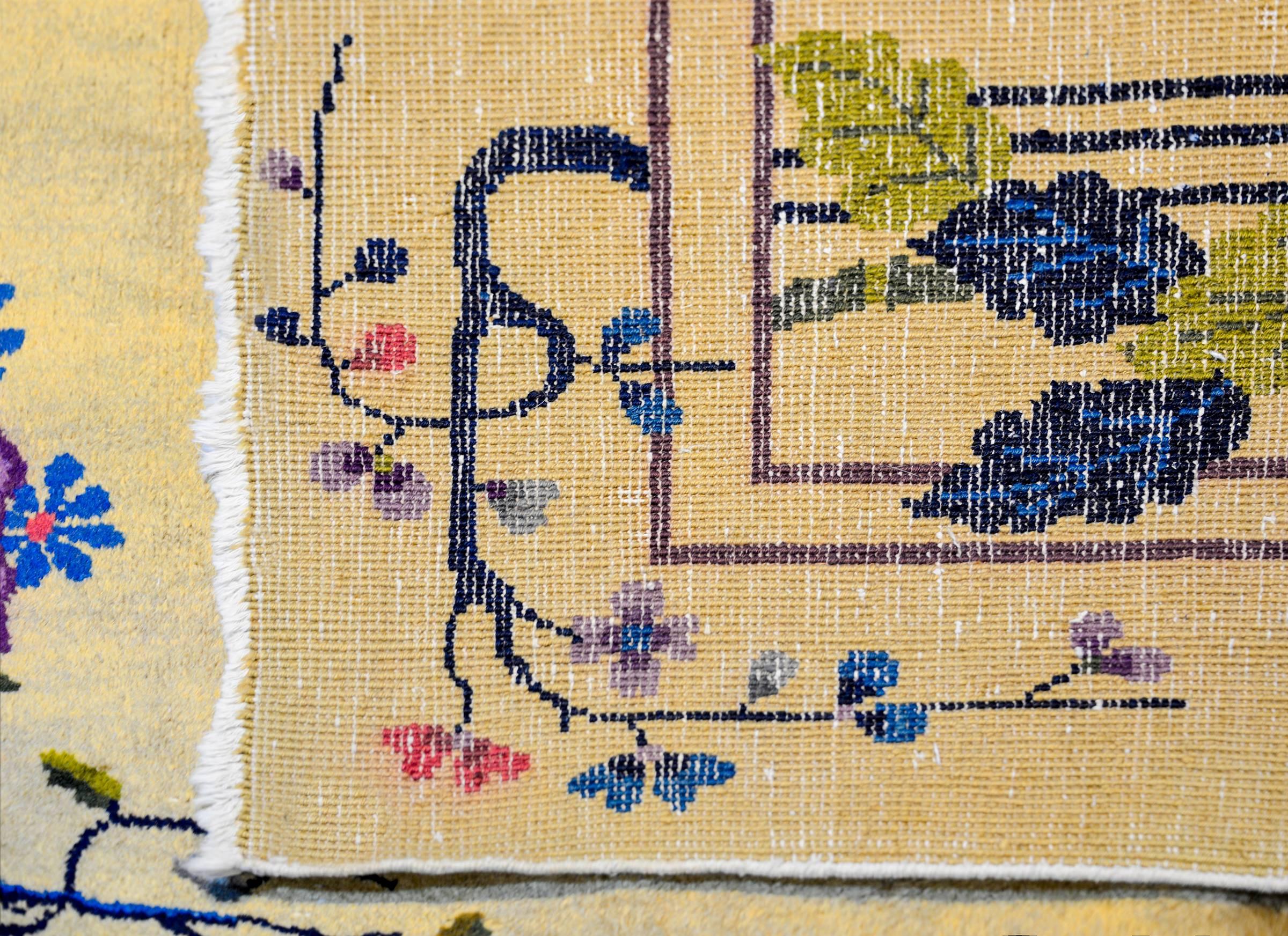 Wool Whimsical Chinese Art Deco Rug