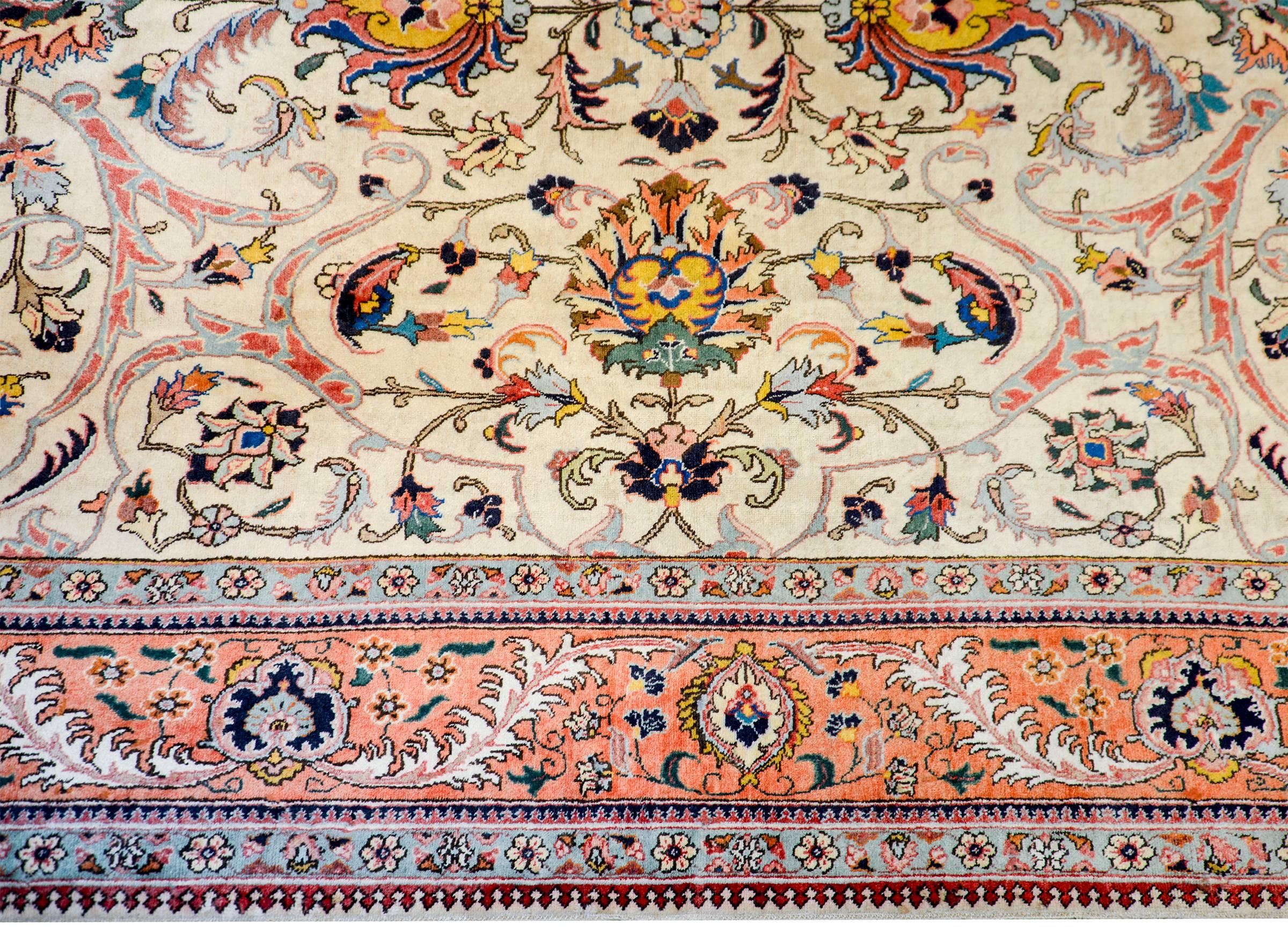 Vegetable Dyed Vintage Tabriz Rug For Sale