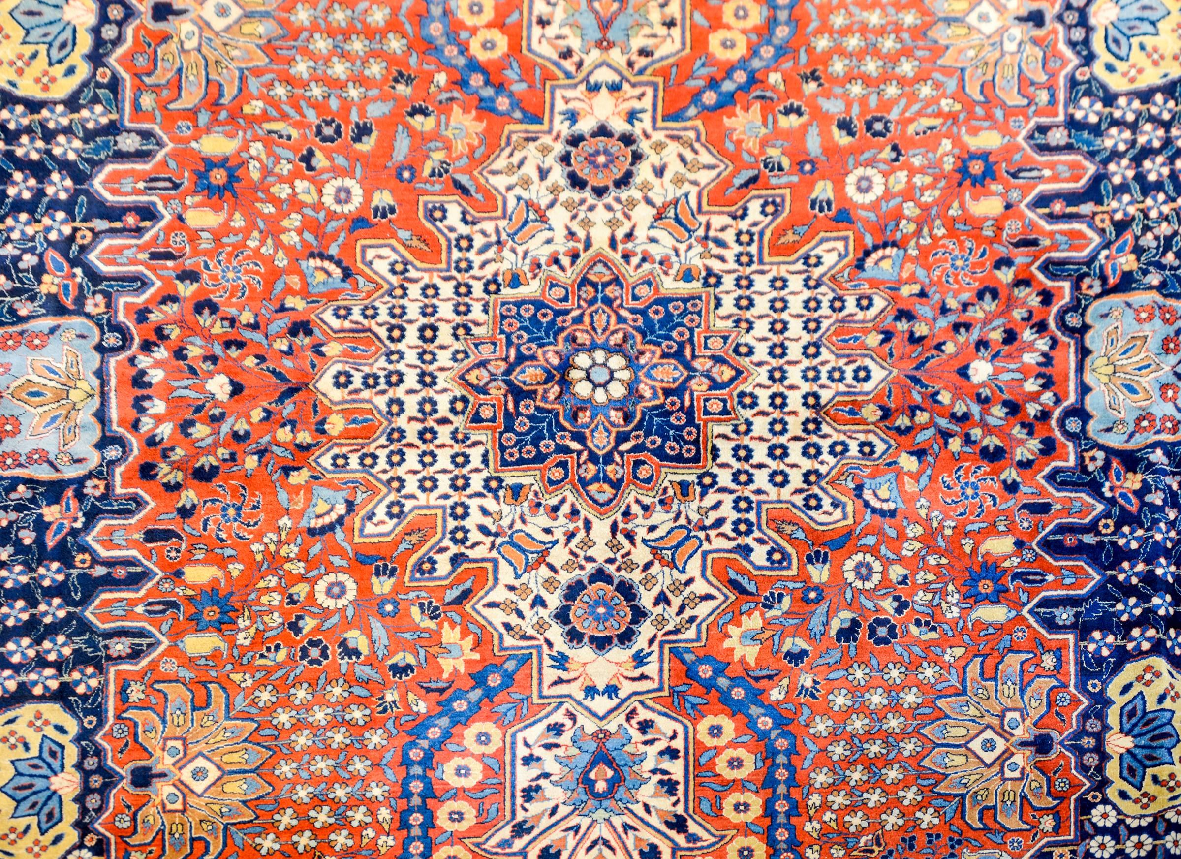 Persian Unbelievable Early 20th Century Dabir Kashan Rug For Sale