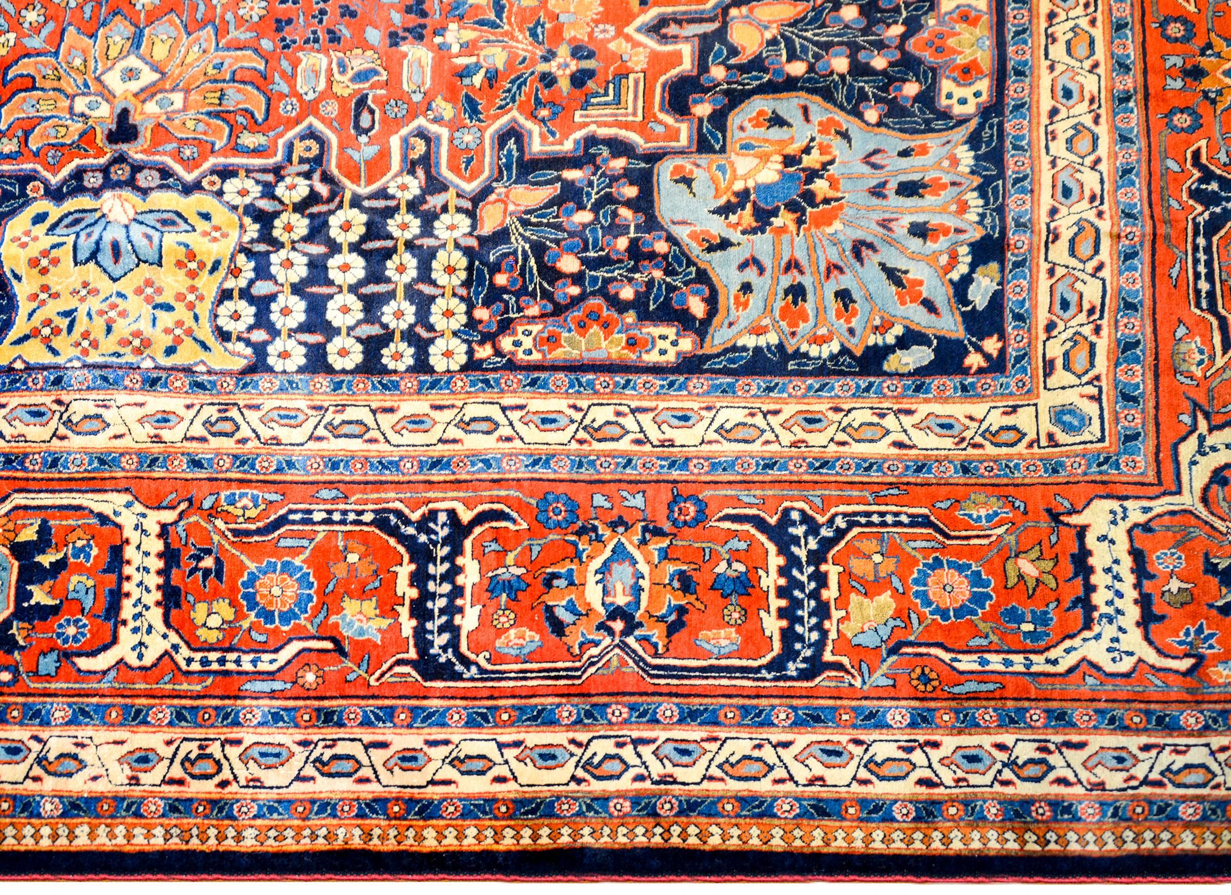 Vegetable Dyed Unbelievable Early 20th Century Dabir Kashan Rug For Sale
