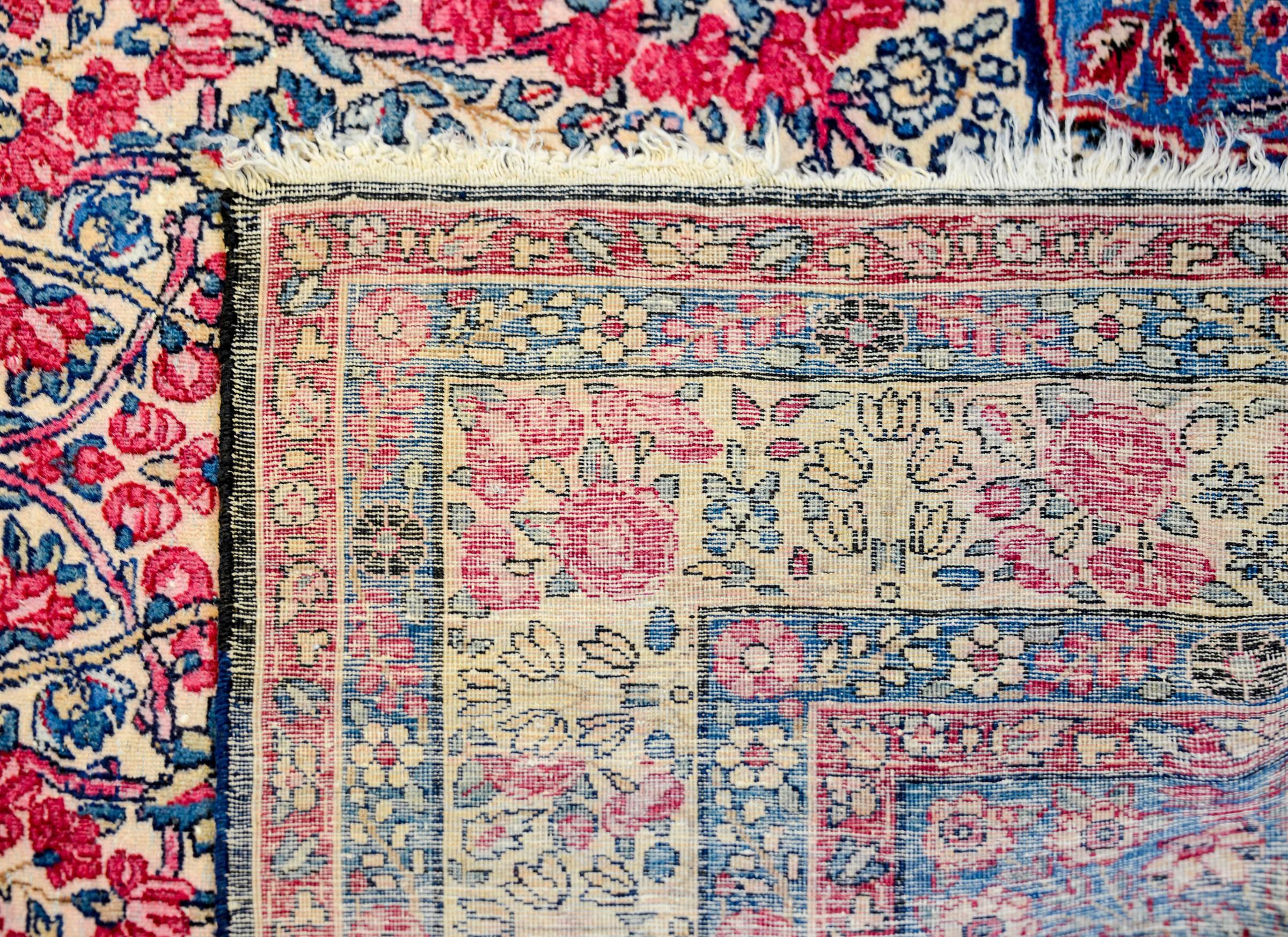 Wool Wonderful Early 20th Century Lavar Kirman Prayer Rug For Sale