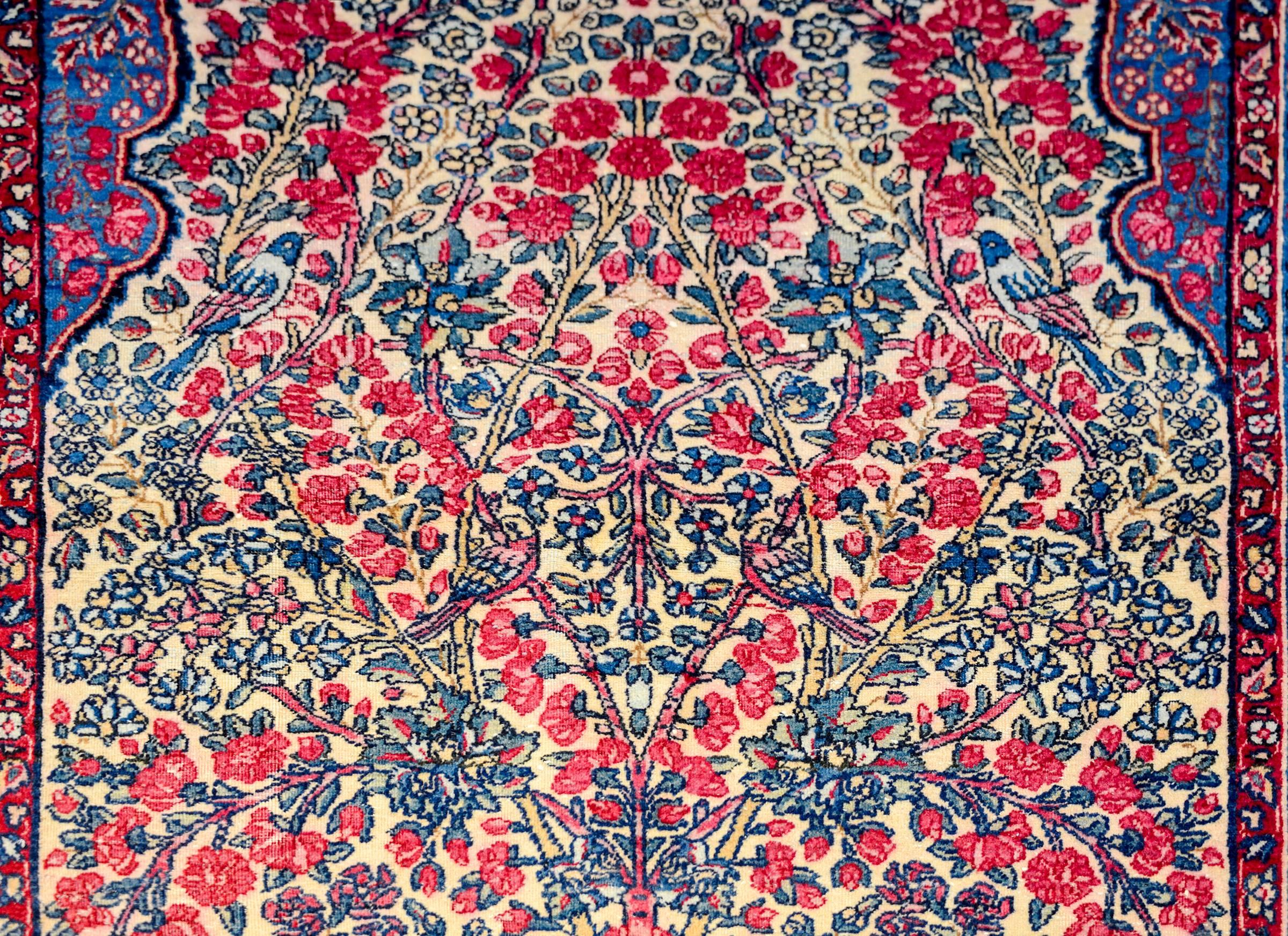 Persian Wonderful Early 20th Century Lavar Kirman Prayer Rug For Sale