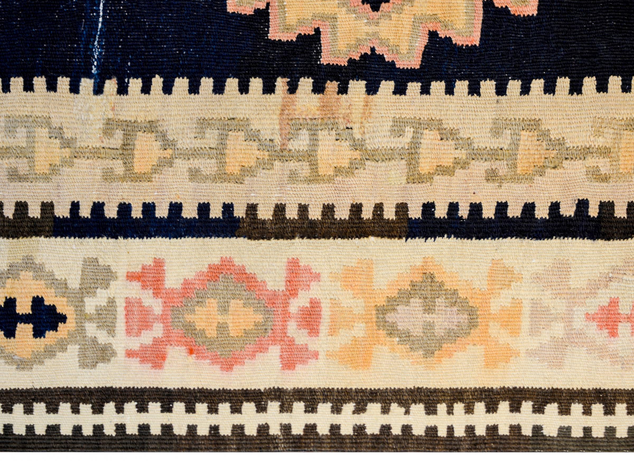Wonderful Early 20th Century Ersin wide Kilim Runner In Good Condition For Sale In Chicago, IL