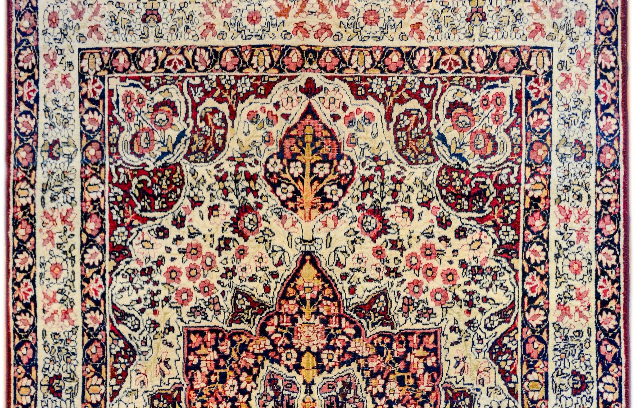 Vegetable Dyed Incredible Late 19th Century, Very Fine Lavar Kirman Rug For Sale