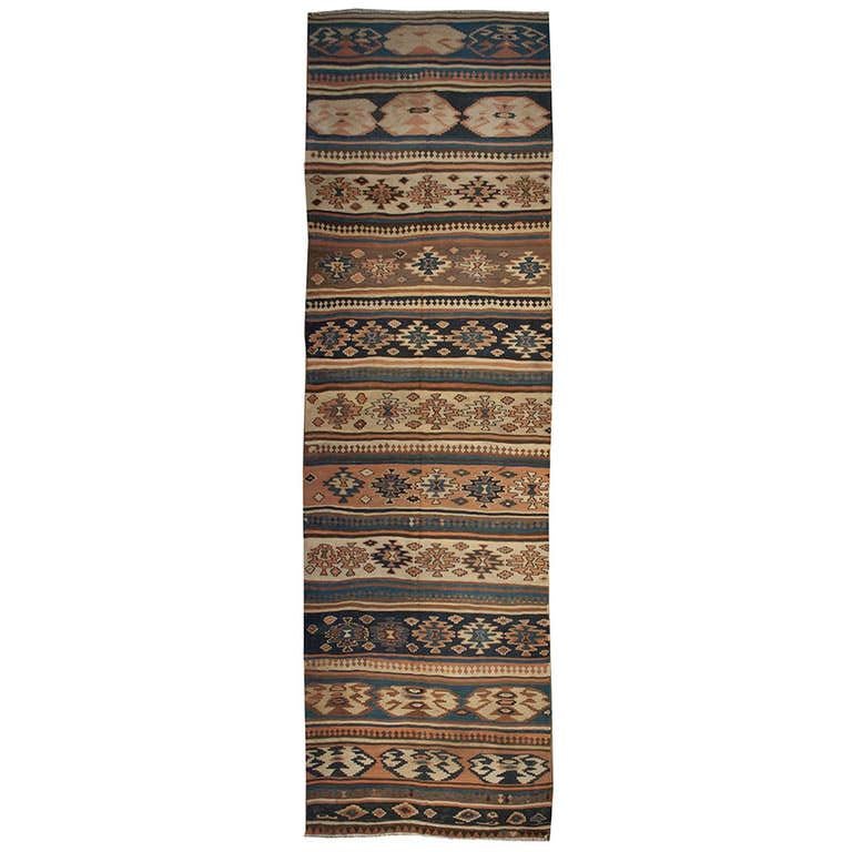 Early 20th Century Persian Azeri Kilim Runner For Sale