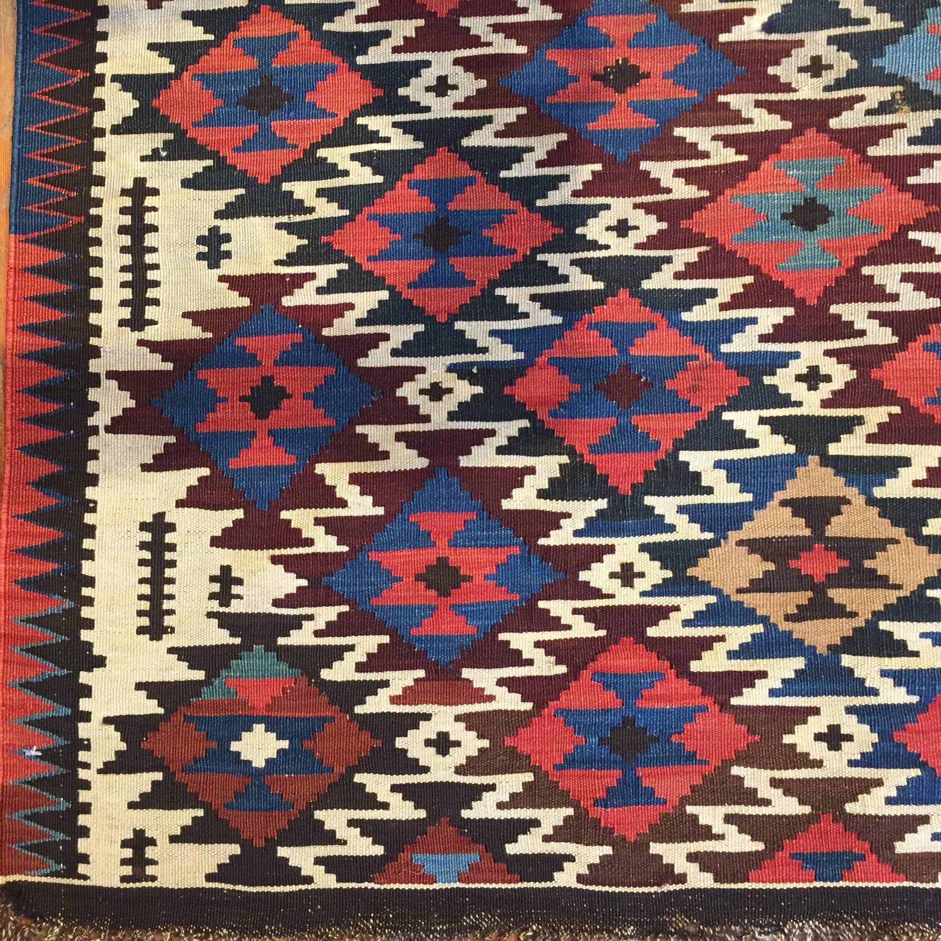 Vegetable Dyed Early 20th Century Shahsavan Kilim For Sale