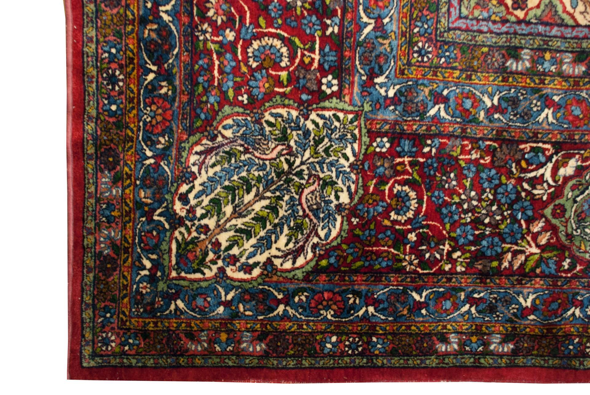 19th Century Yazd Rug In Good Condition For Sale In Chicago, IL