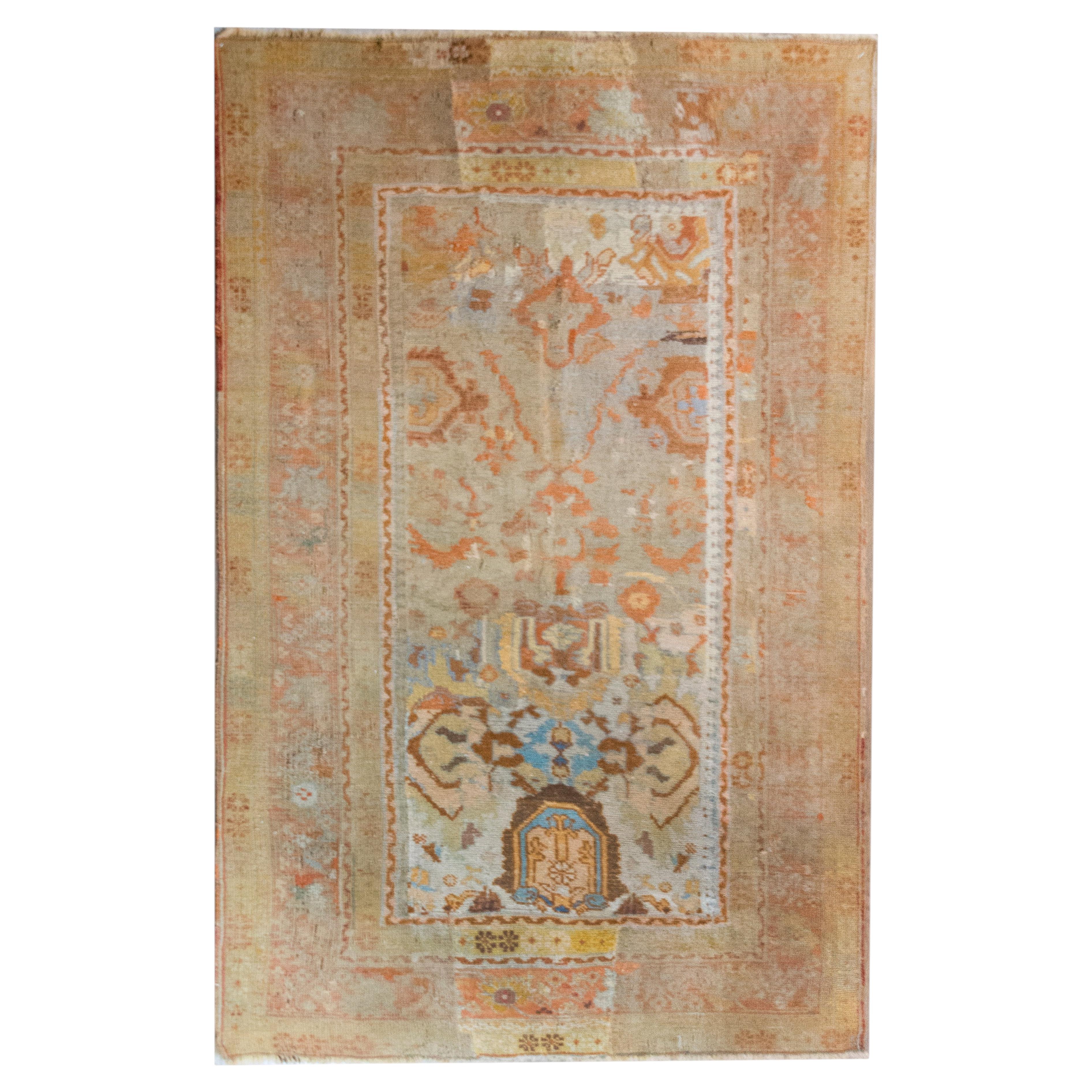 Early 20th Century Turkish Oushak Rug For Sale