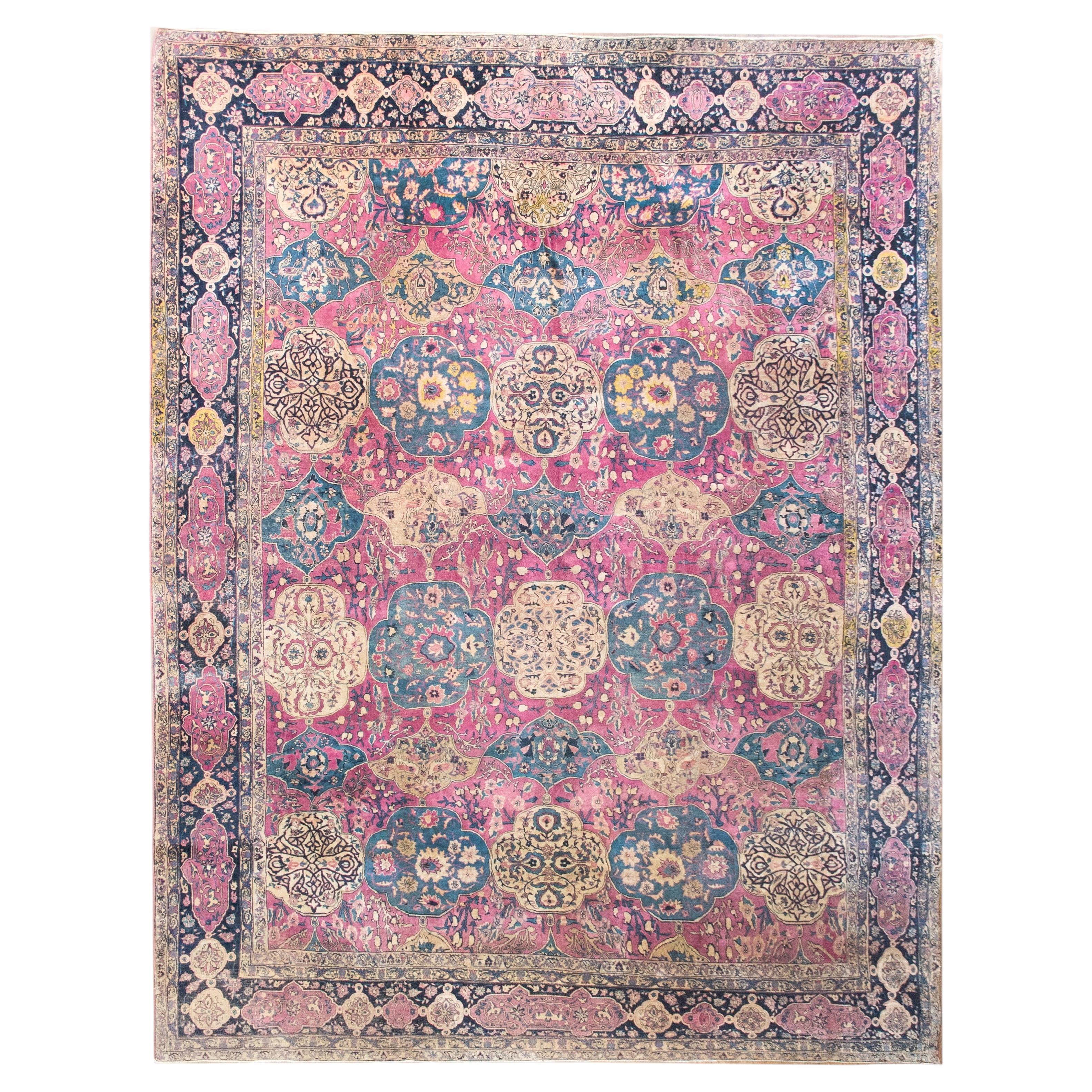 Late 19th Century Persian Lavar Kirman Rug