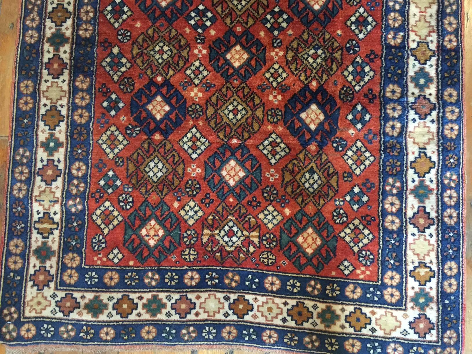 Vegetable Dyed Bold Early 20th Century Azari Rug For Sale