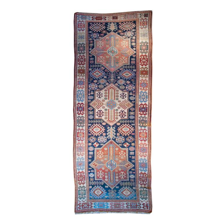 19th Century Kazak Carpet Runner For Sale