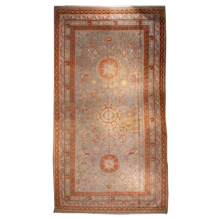 Early 20th Century Central Asian Khotan Carpet For Sale