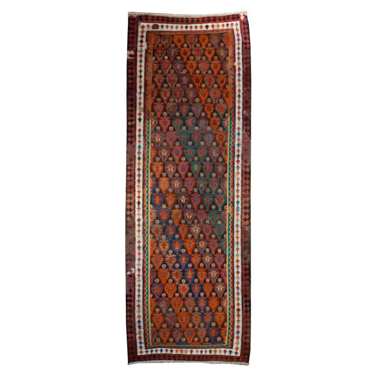 20th Century Kazvin Kilim Carpet For Sale